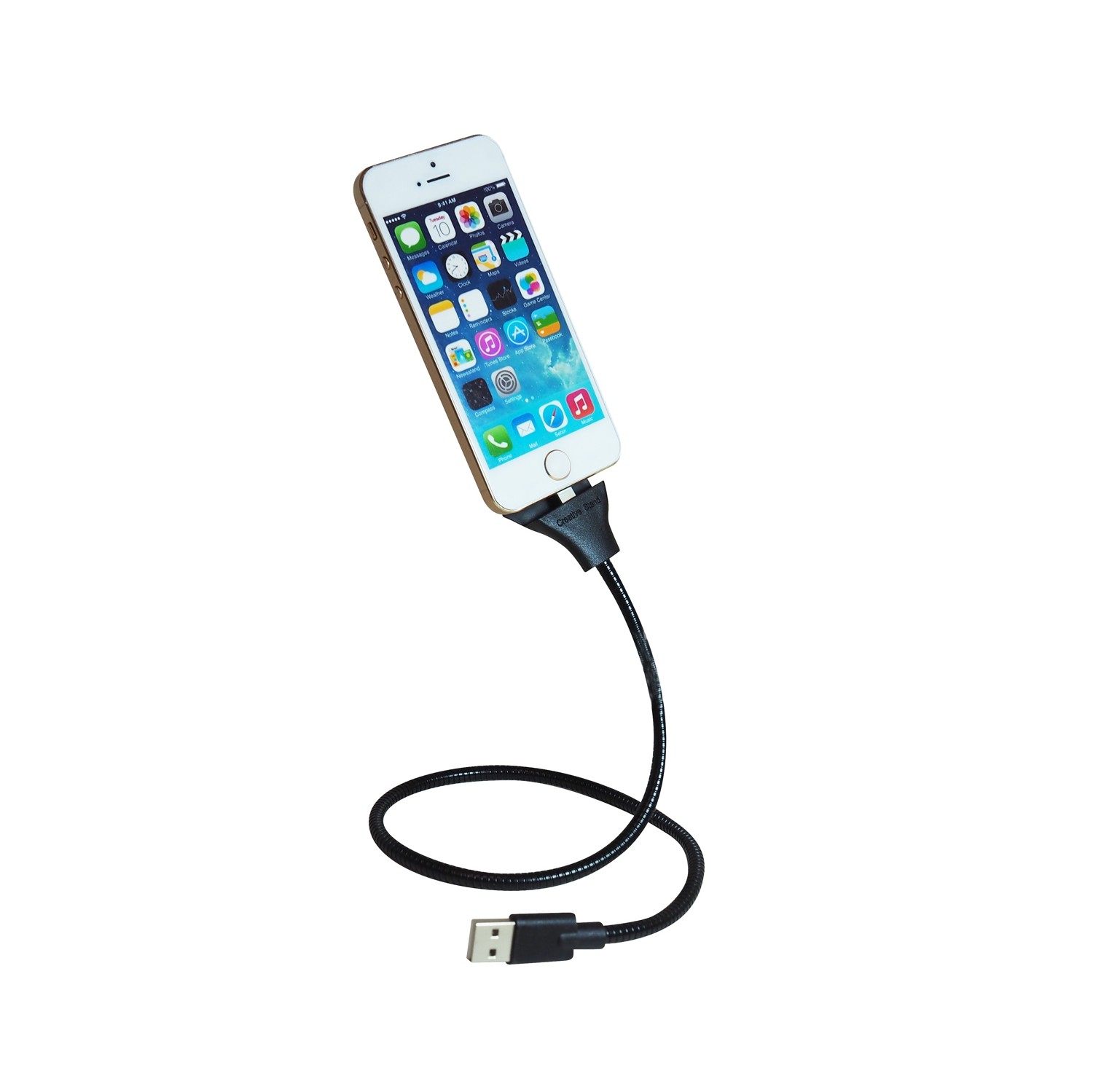 Exian Lightning USB Cable Metal Wire 22" Black