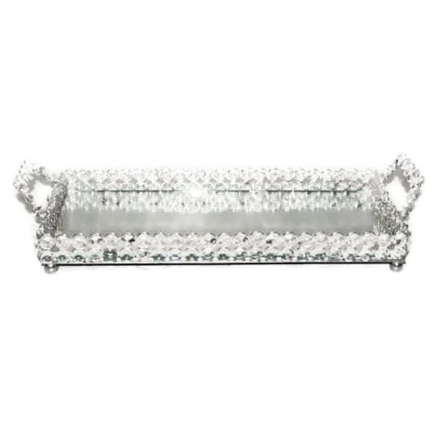 Elegance Sparkle Crystal Mirror Tray - L: 15" x W: 6.75"