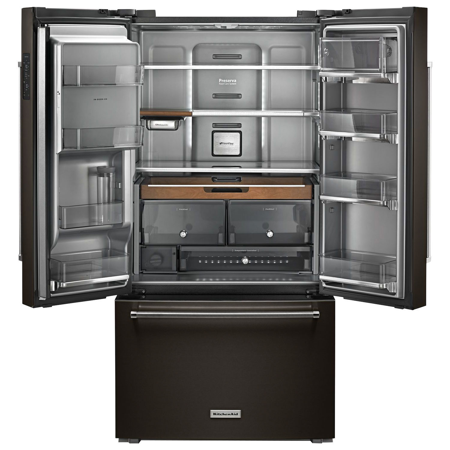 KitchenAid 36" 23.8 Cu. Ft. Counter-Depth French Door Refrigerator - Black
