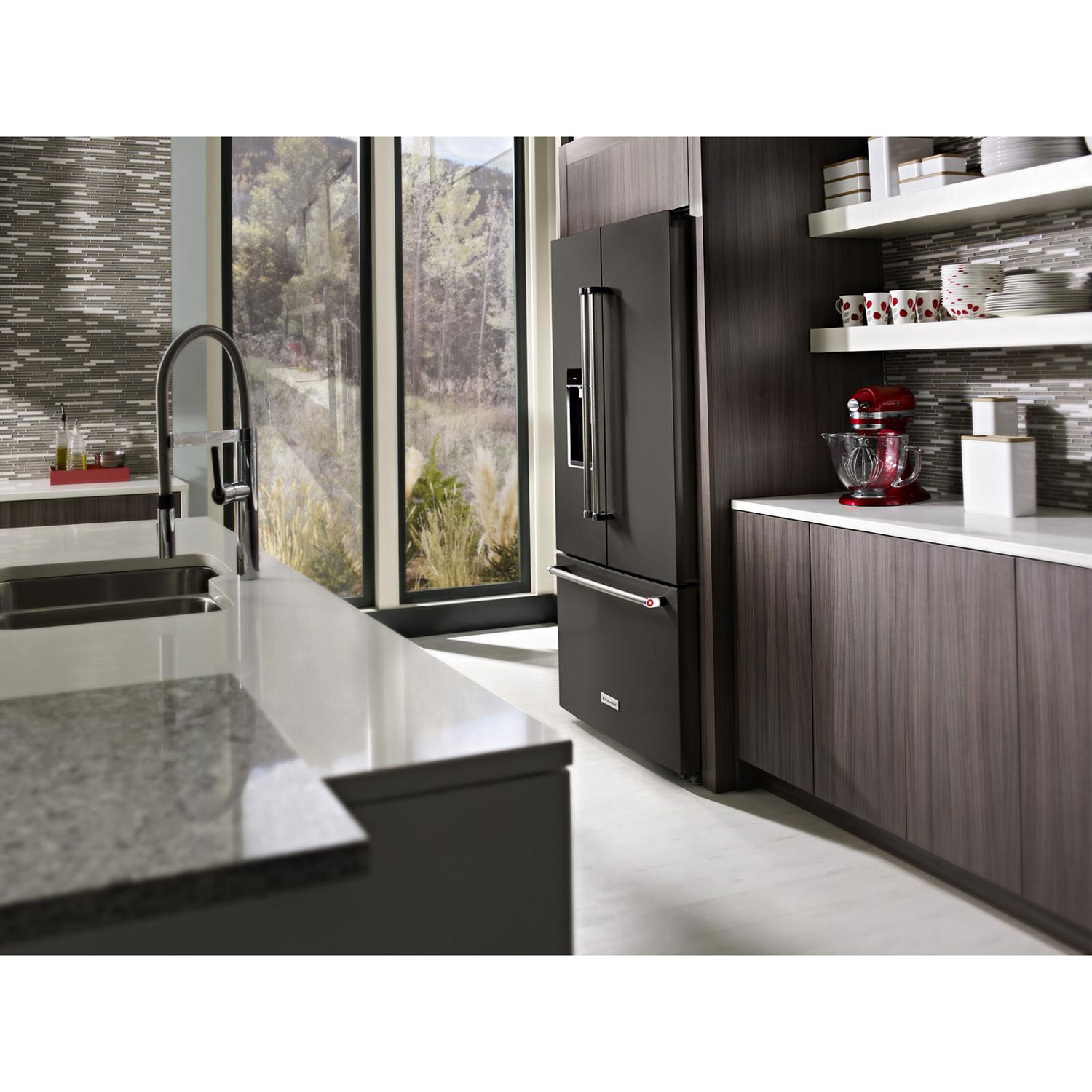 KitchenAid 36" 23.8 Cu. Ft. Counter-Depth French Door Refrigerator - Black