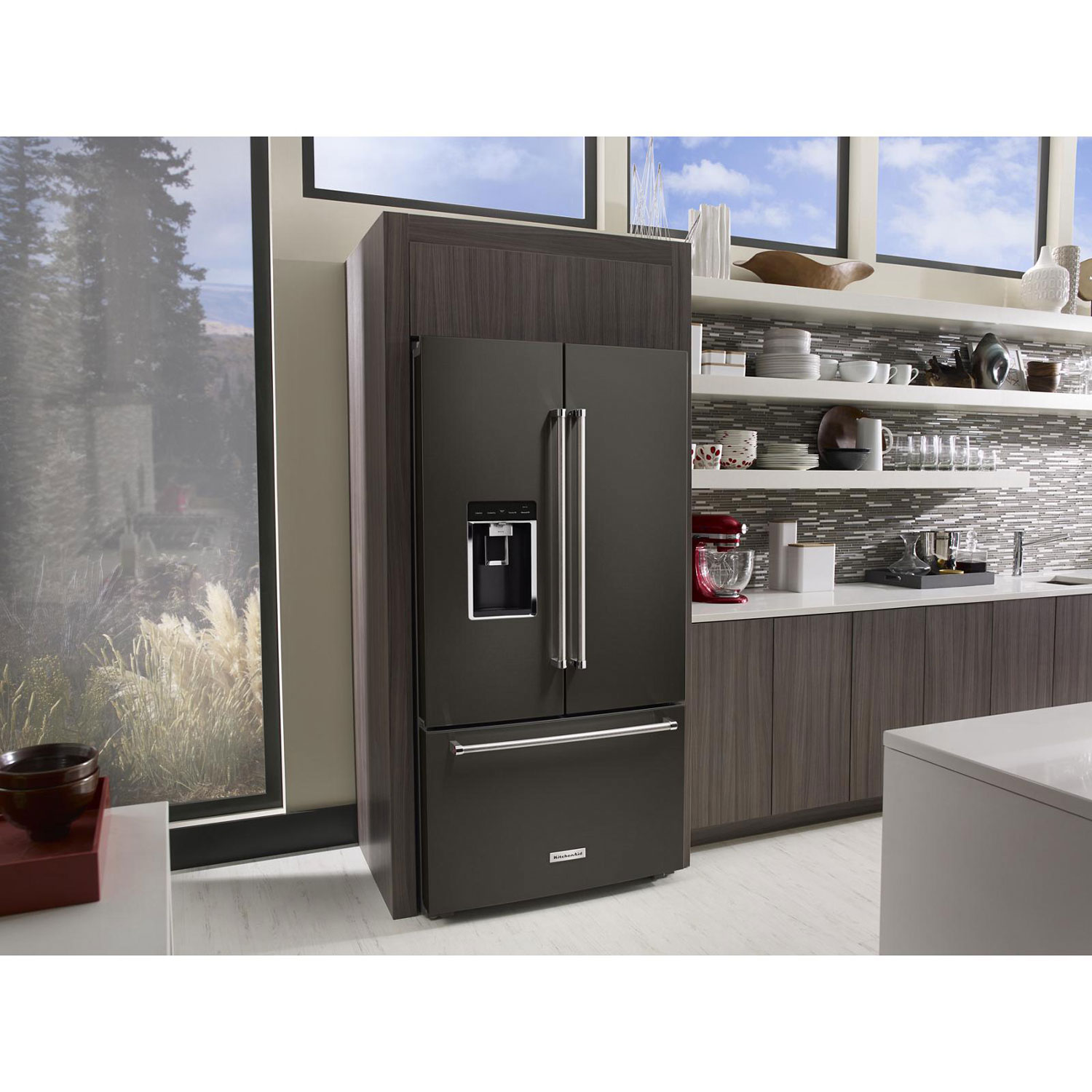 KitchenAid 36" 23.8 Cu. Ft. Counter-Depth French Door Refrigerator - Black