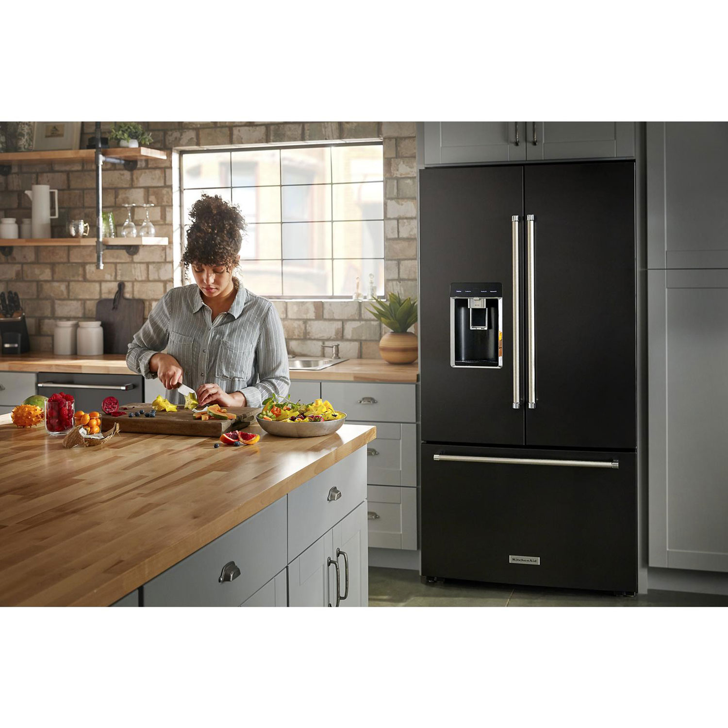 KitchenAid 36" 23.8 Cu. Ft. Counter-Depth French Door Refrigerator - Black