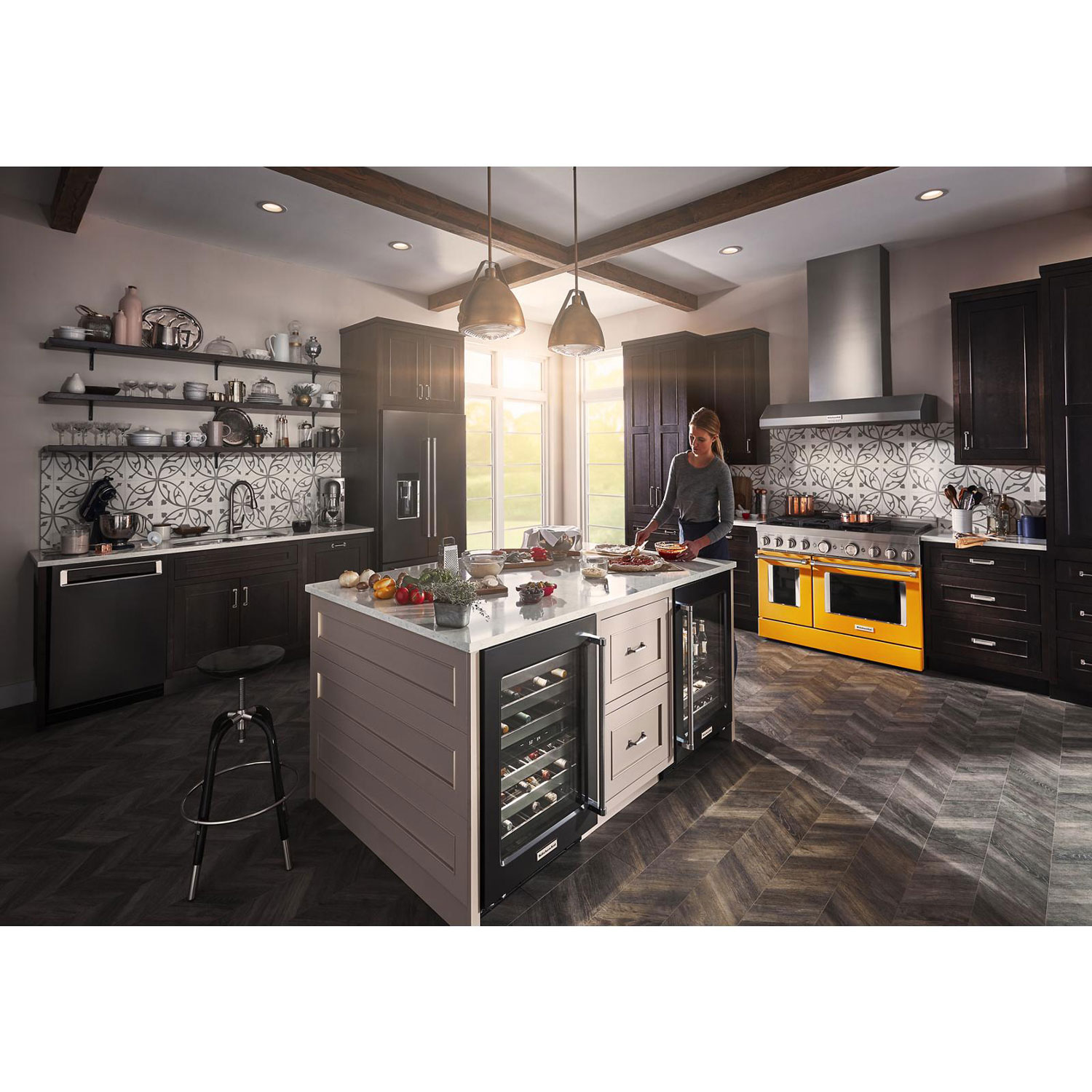 KitchenAid 36" 23.8 Cu. Ft. Counter-Depth French Door Refrigerator - Black