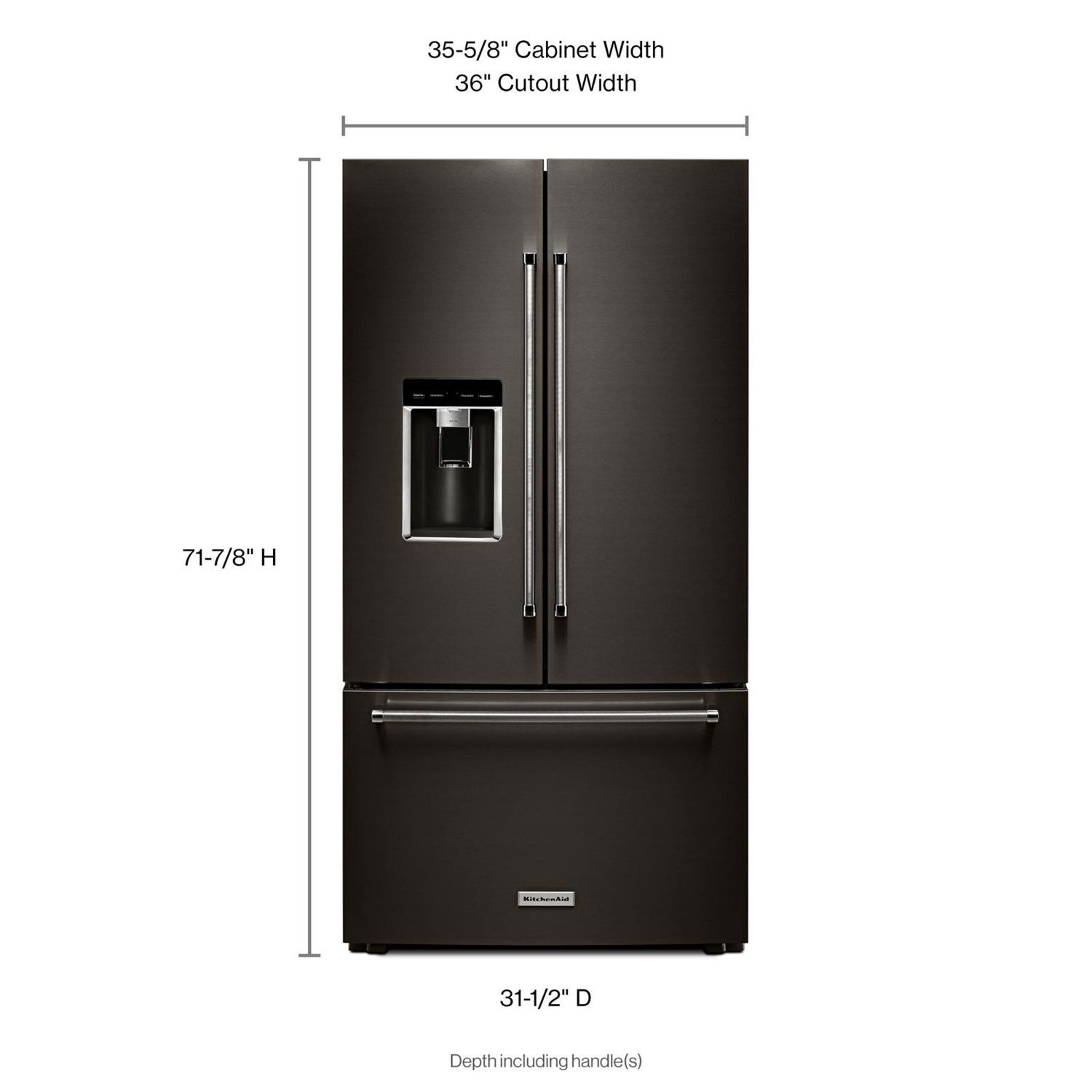 KitchenAid 36" 23.8 Cu. Ft. Counter-Depth French Door Refrigerator - Black