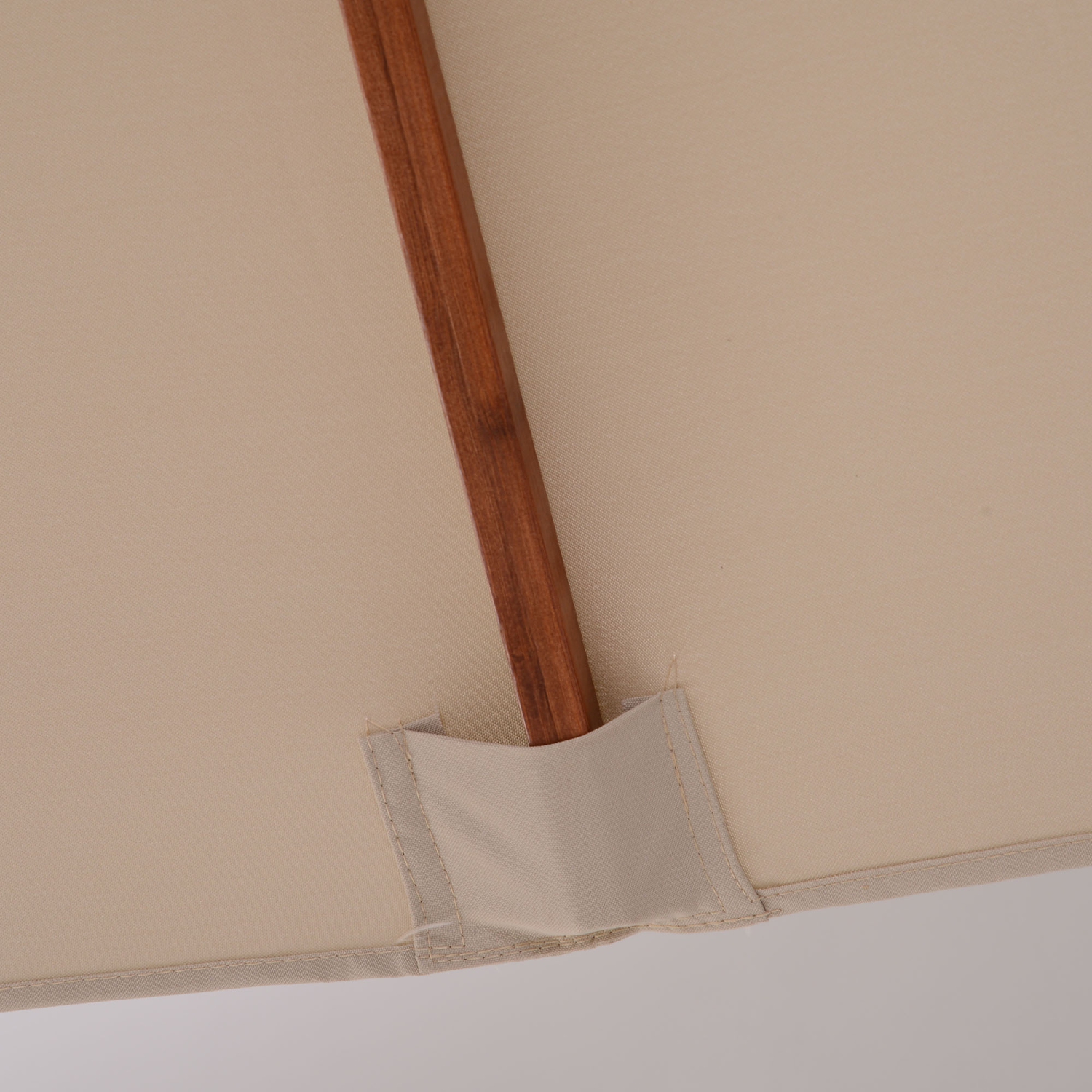 Outsunny 10x10ft Wood Square Patio Umbrella Garden Market Parasol Sunshade Canopy with 2 Pulley Pagoda Style, Khaki