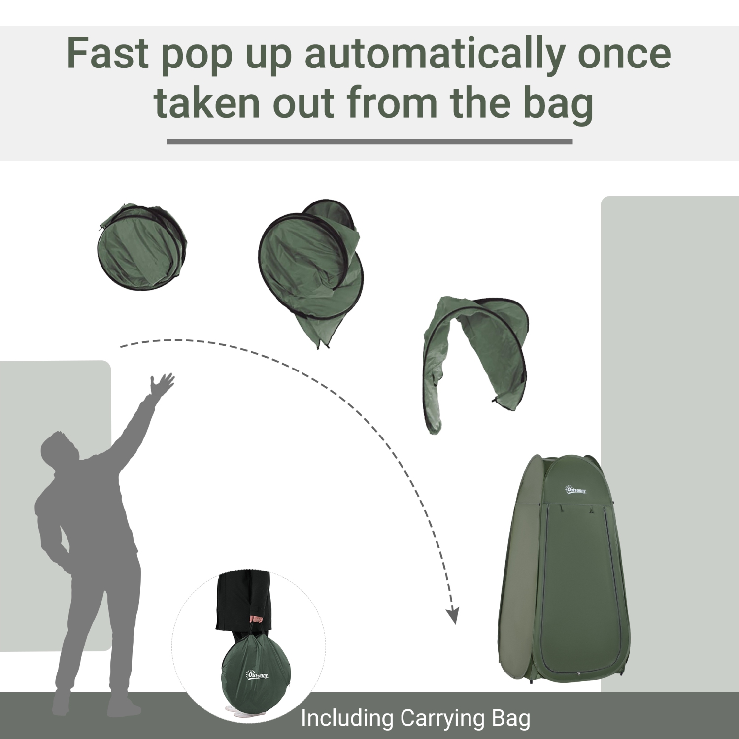 Tente de douche Outsunny Pop Up, plateau à langer, tente de protection de la vie privée, tentes pour toilette de camping et photos d'intérieur avec