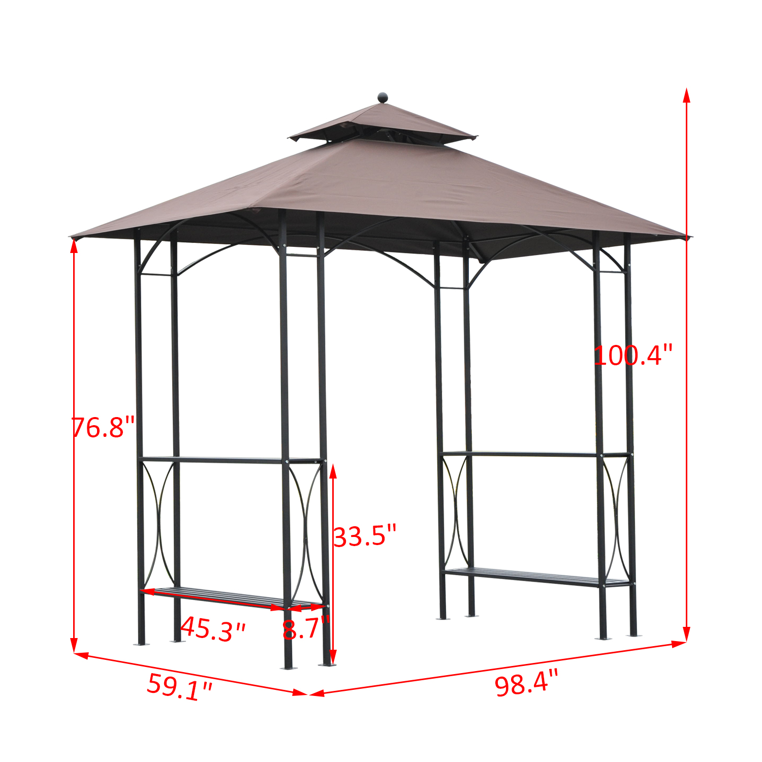Outsunny 8x5FT BBQ tent with 2-Tires Shelf Coffee