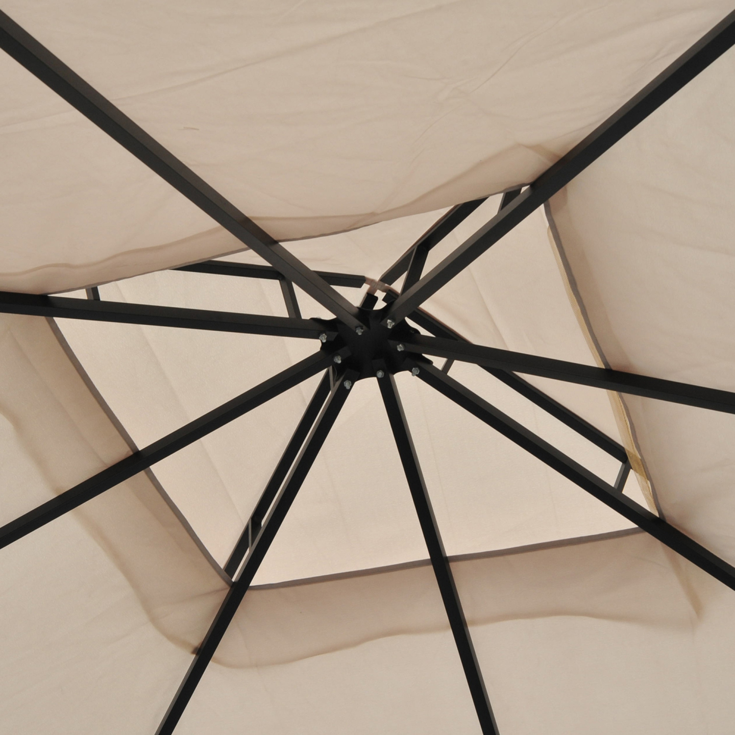 Outsunny 10' x 10' Double Tier Garden Gazebo Canopy Outdoor Sunshade Tent Water-Resistant Anti-UV Roof with Metal Frame and Mesh Sidewalls, Beige