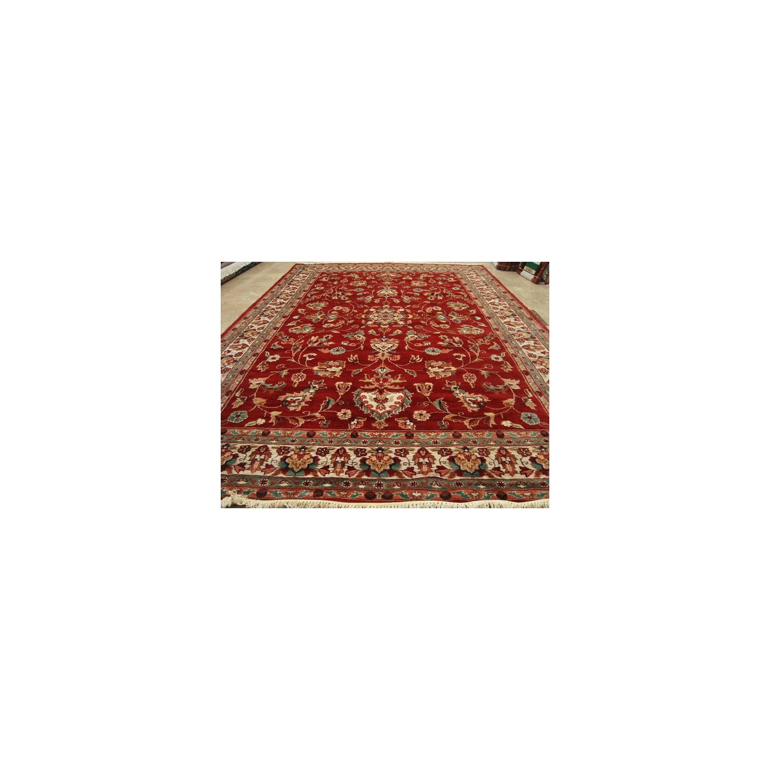 Ahmedani Amazing Floral Hand Knotted Silk Wool Carpet 10.2' x 7.1' Area Rug - Red