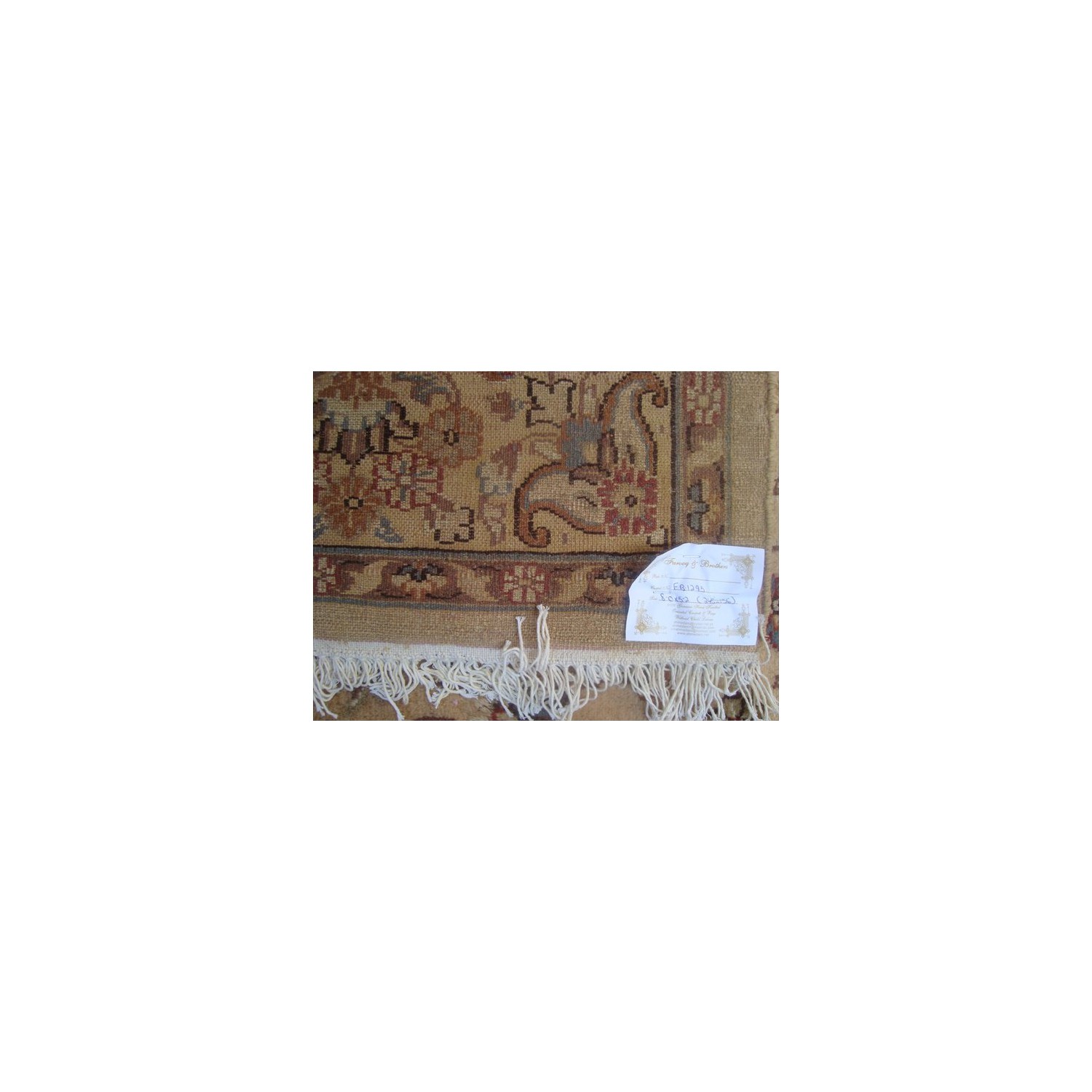 Ahmedani Tan Flowral Hand Knotted Silk Wool Carpet 5' x 8' Area Rug - Beige