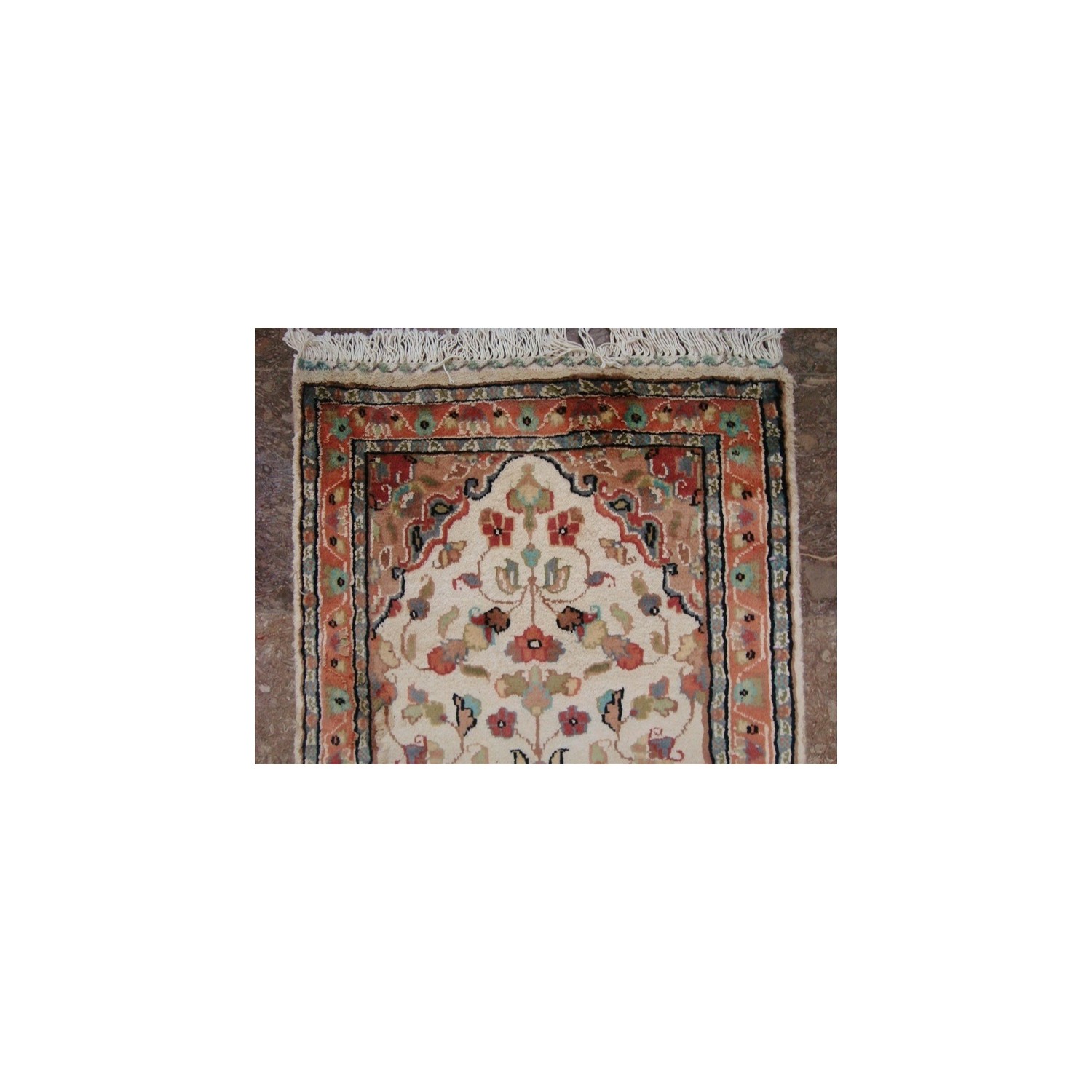 Ahmedani Area Carpet Floral Medallion Hand Knotted Wool Silk Rug 2' x 6' Hallway Runner - Ivory