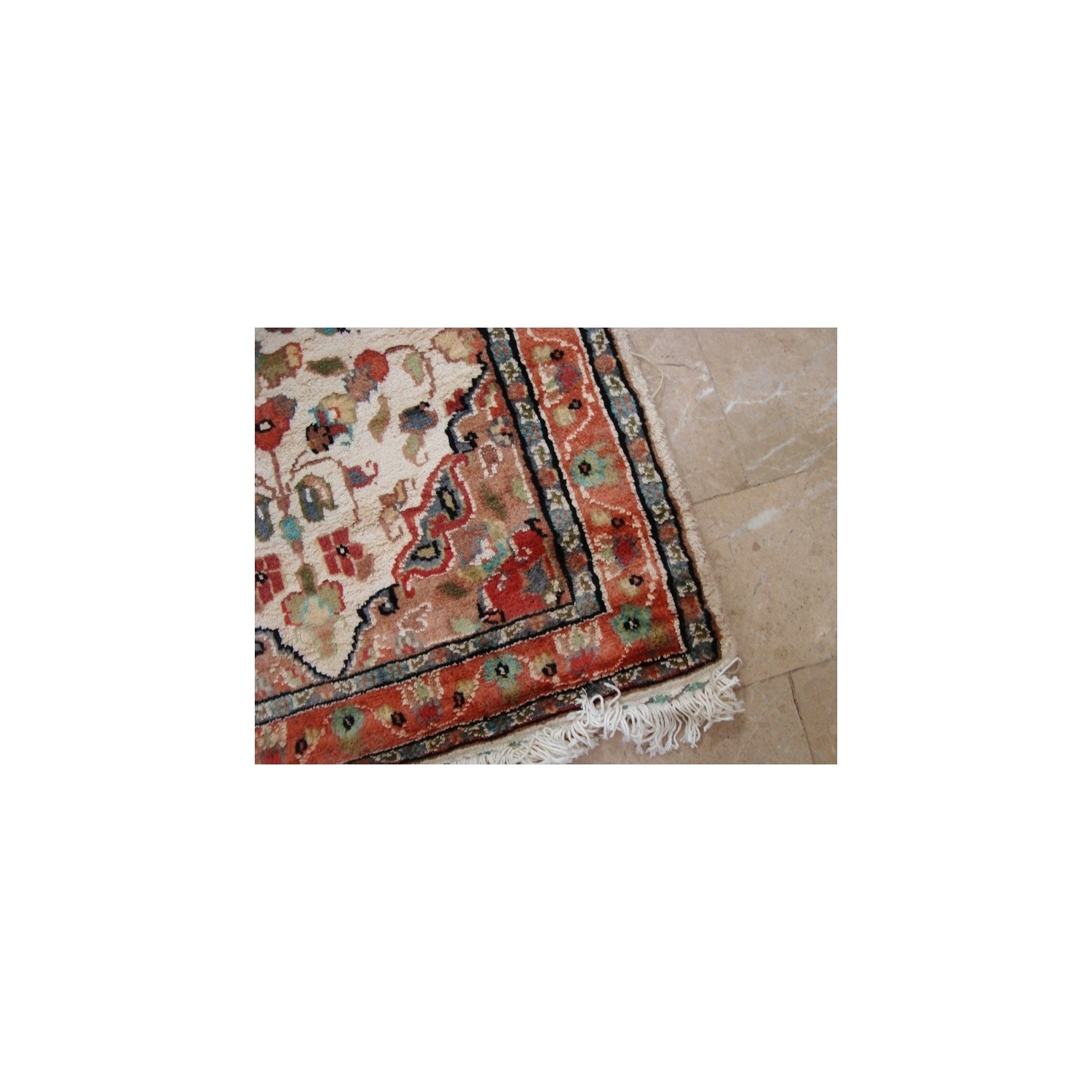 Ahmedani Area Carpet Floral Medallion Hand Knotted Wool Silk Rug 2' x 6' Hallway Runner - Ivory