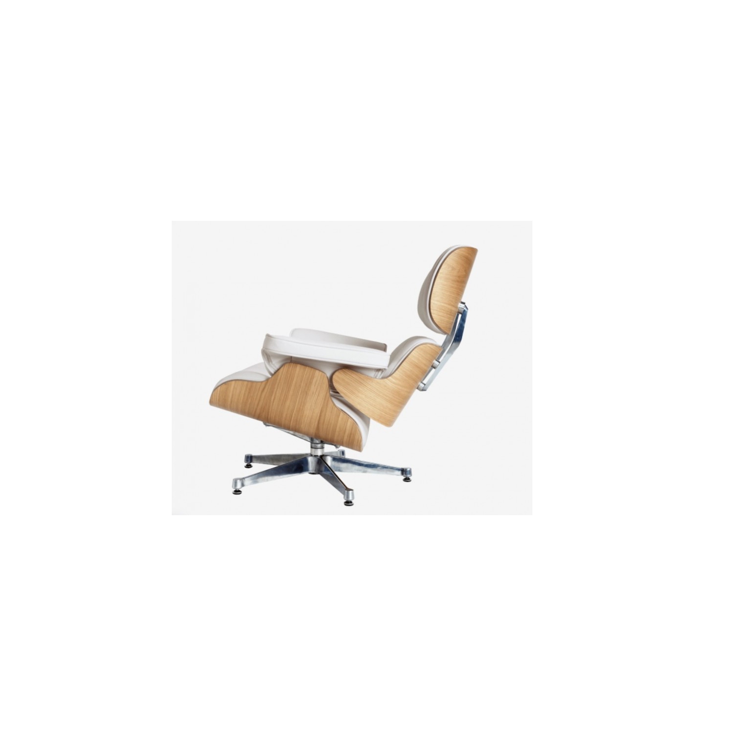 Eames Lounge et Ottoman blanc 100% italienne Véritable cuir pleine fleur avec chêne blanc Finition du bois
