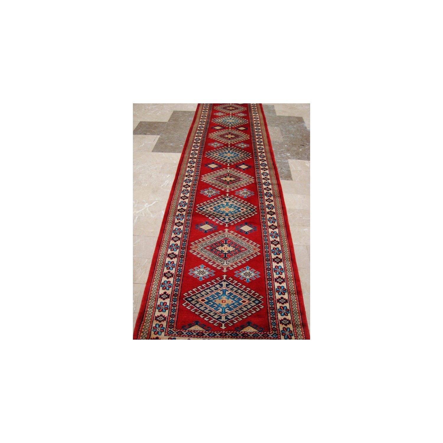 Rectangle Runner Rug Shirvan Kuba Fine Veg Dyed Kazak Hand Knotted Wool Carpet'