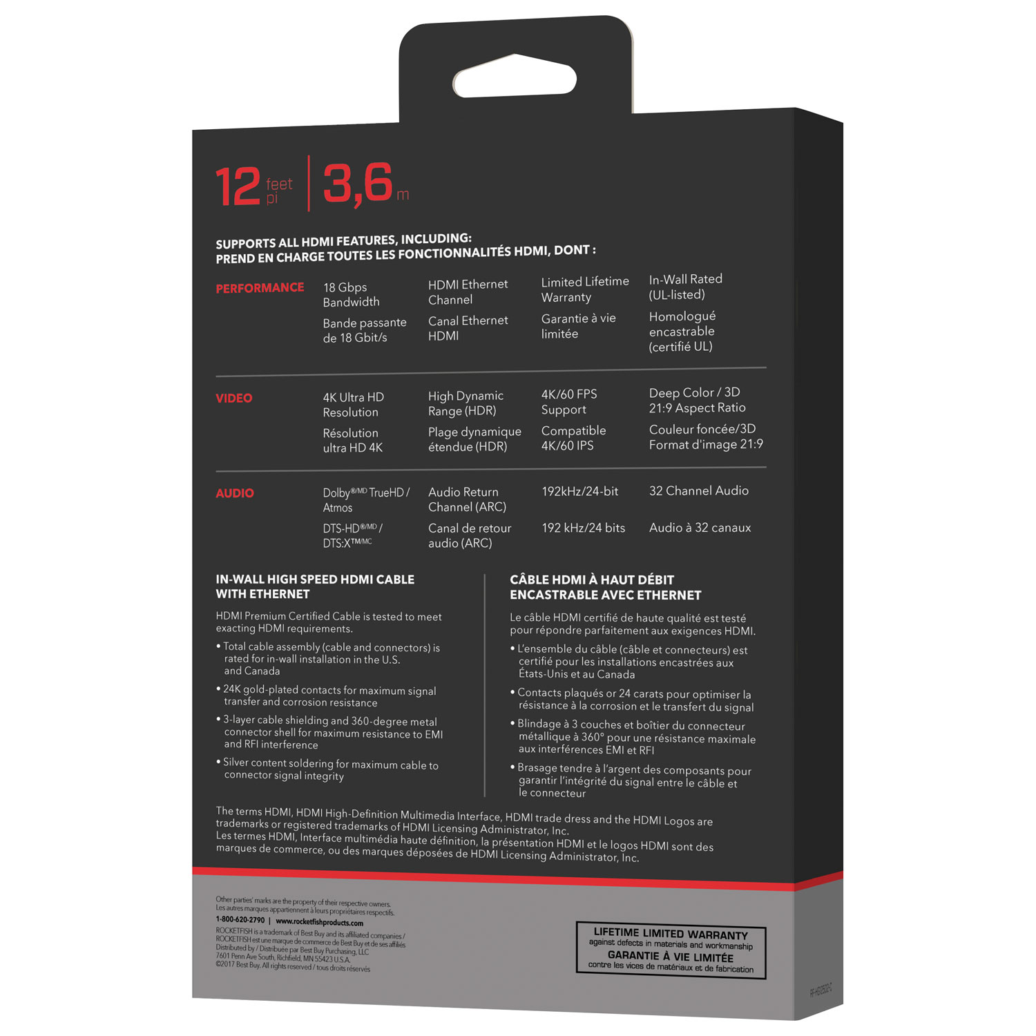 Rocketfish 3.7m 4K Ultra HD HDMI Cable - Only at Best Buy