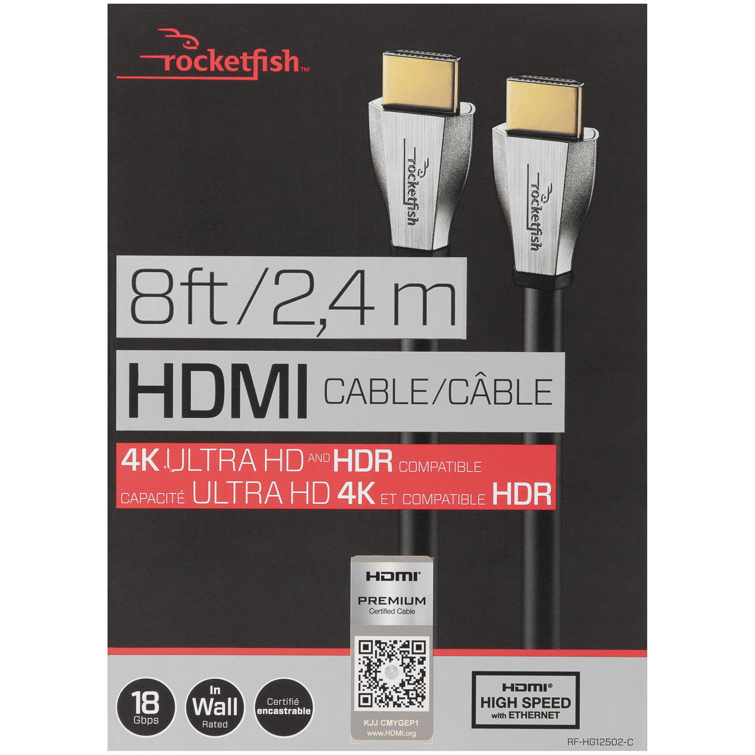 Rocketfish 2.4m 4K Ultra HD HDMI Cable - Only at Best Buy