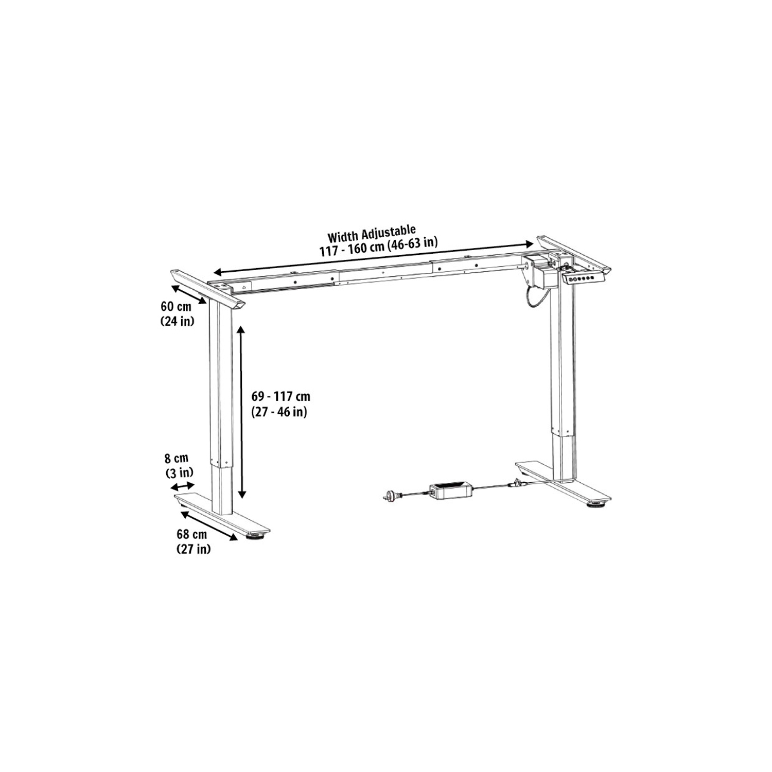 Bureau debout programmable à un moteur - Blanc