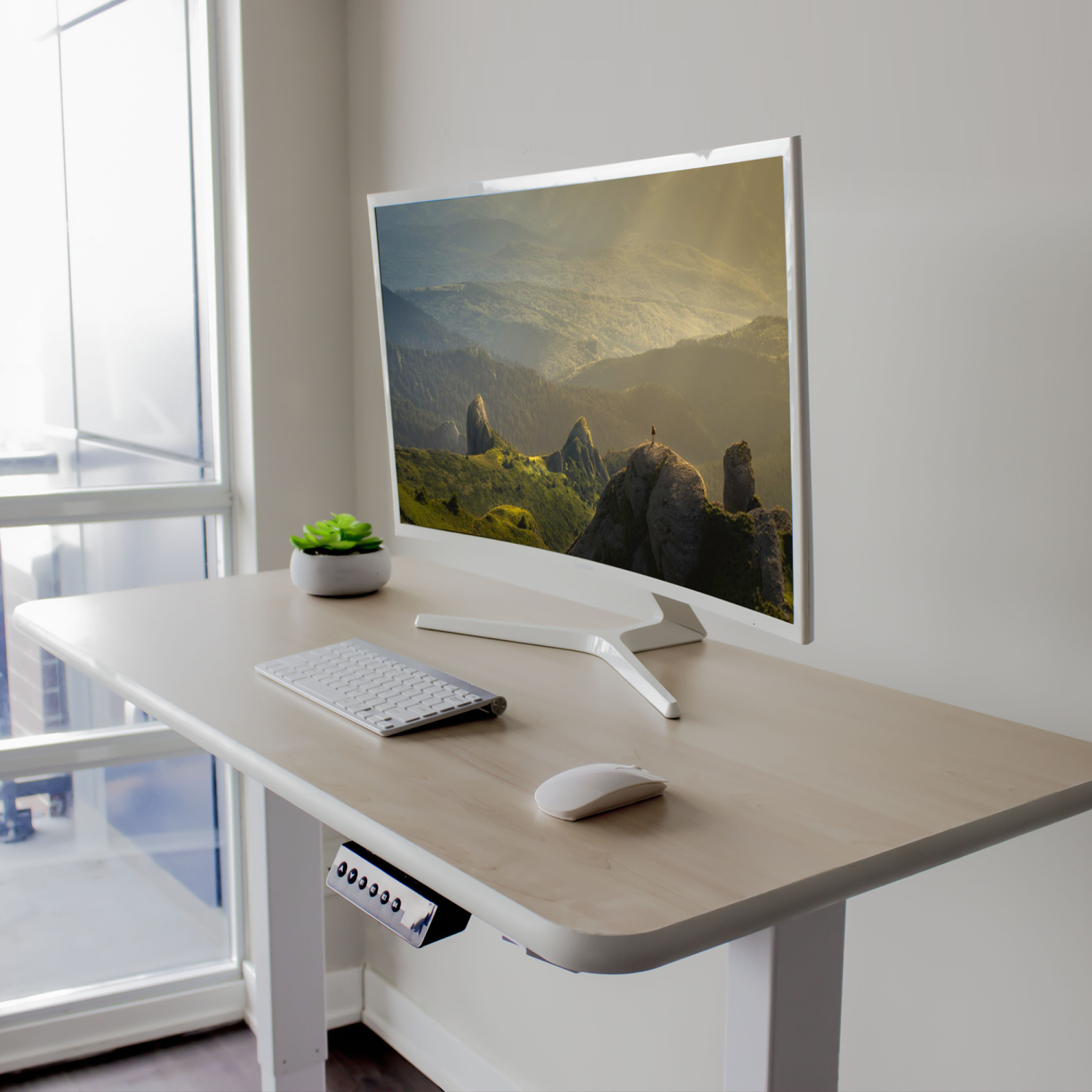 Bureau debout programmable à un moteur - Blanc