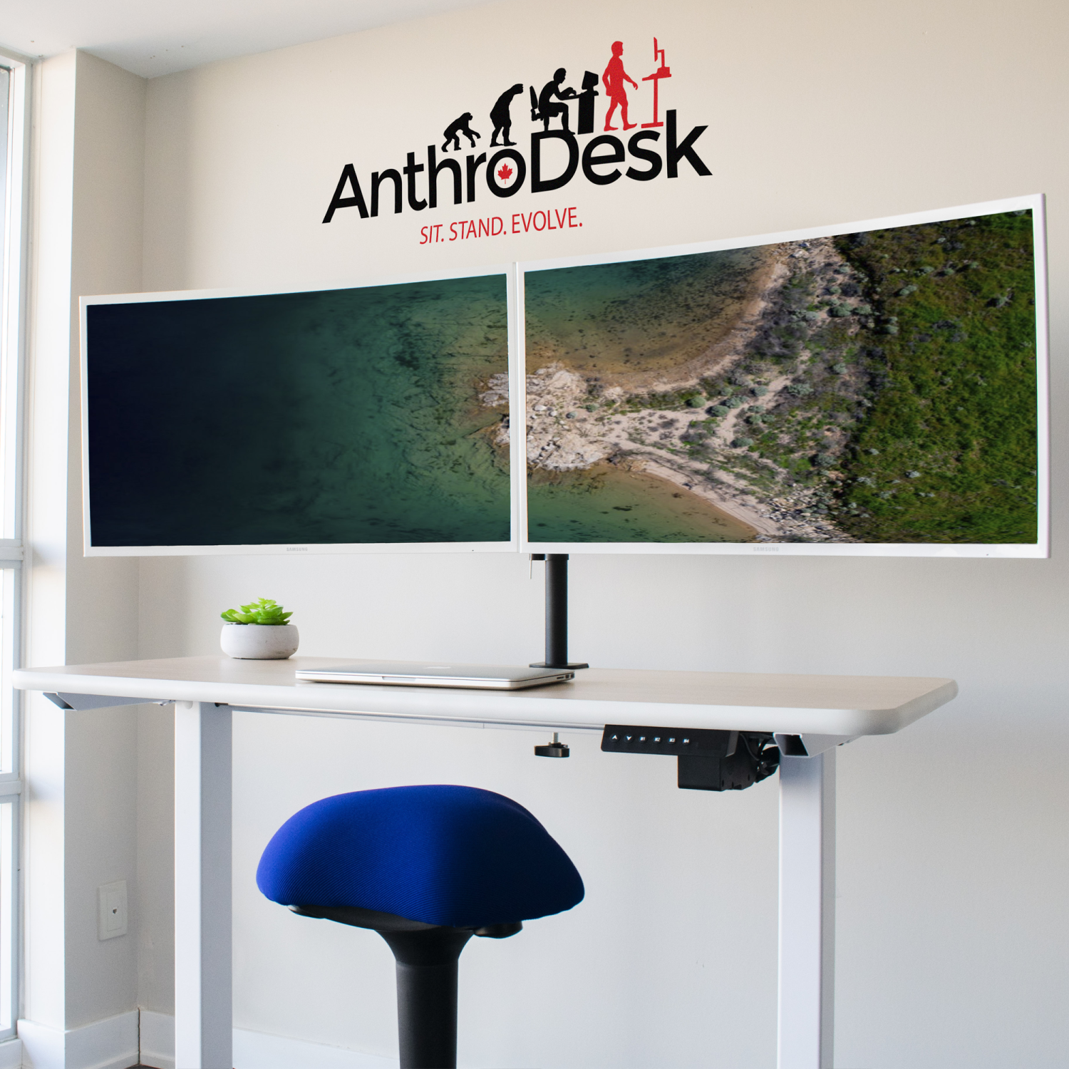 Bureau debout programmable à un moteur - Blanc