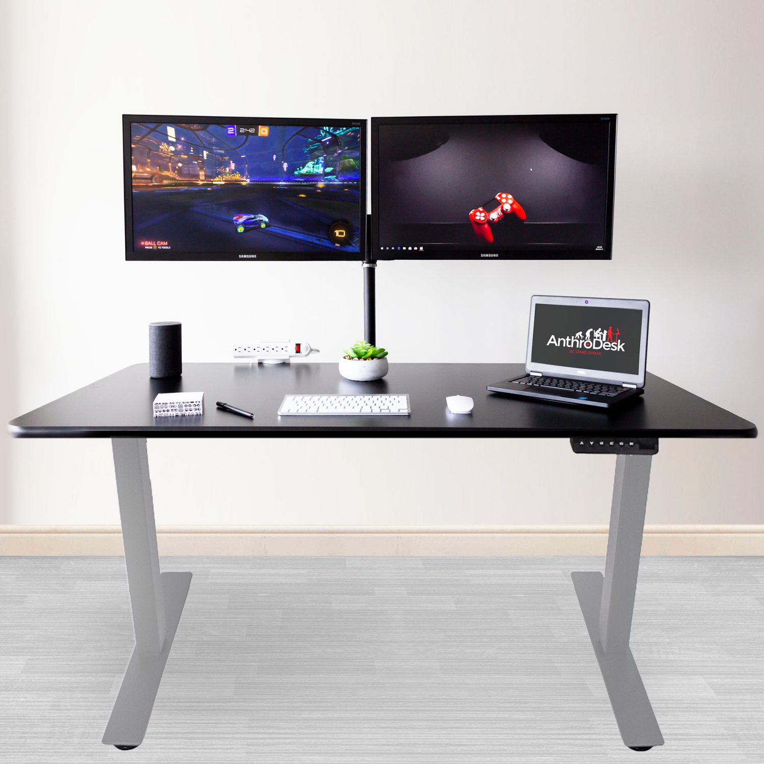 Single Motor Programmable Standing Desk - Grey