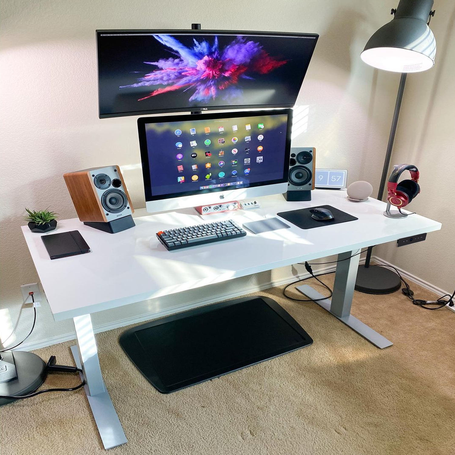 Dual Motor Programmable Standing Desk - Silver