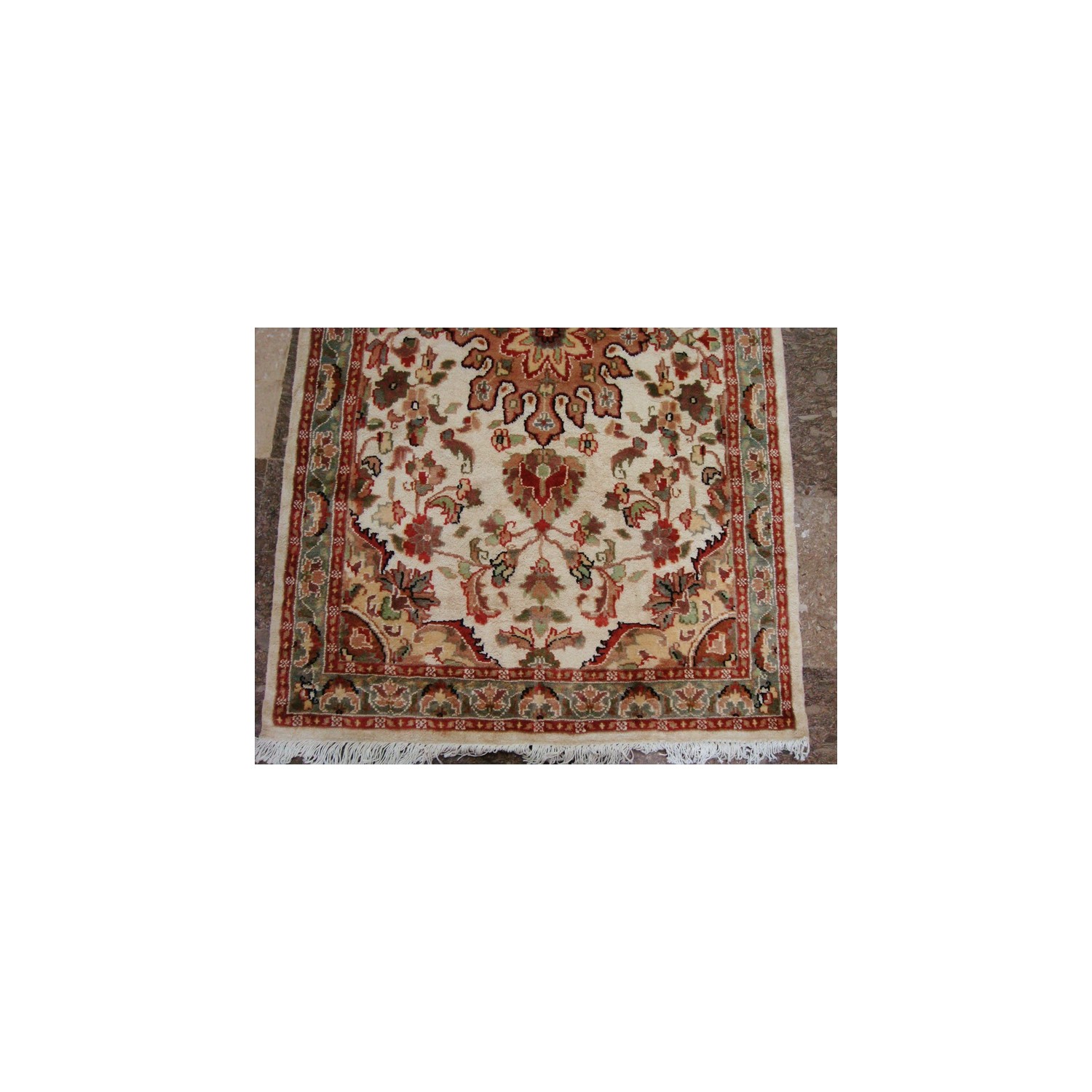 Rectangle Area Rug Ivory Medallion Flowers Hand Knotted Wool Silk Carpet'