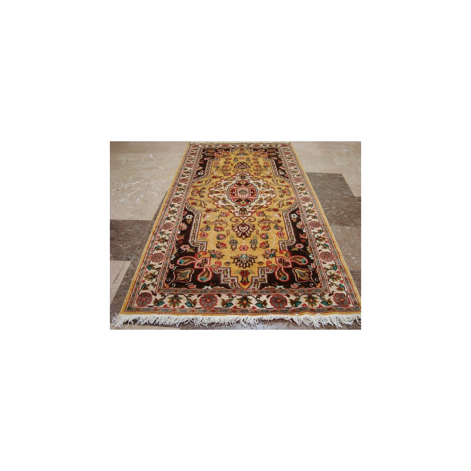 Ahmedani Exclusive Medallion Flowers Hand Knotted Wool Silk Carpet 5.7' x 3.1' Area Rug - Multi-Colour