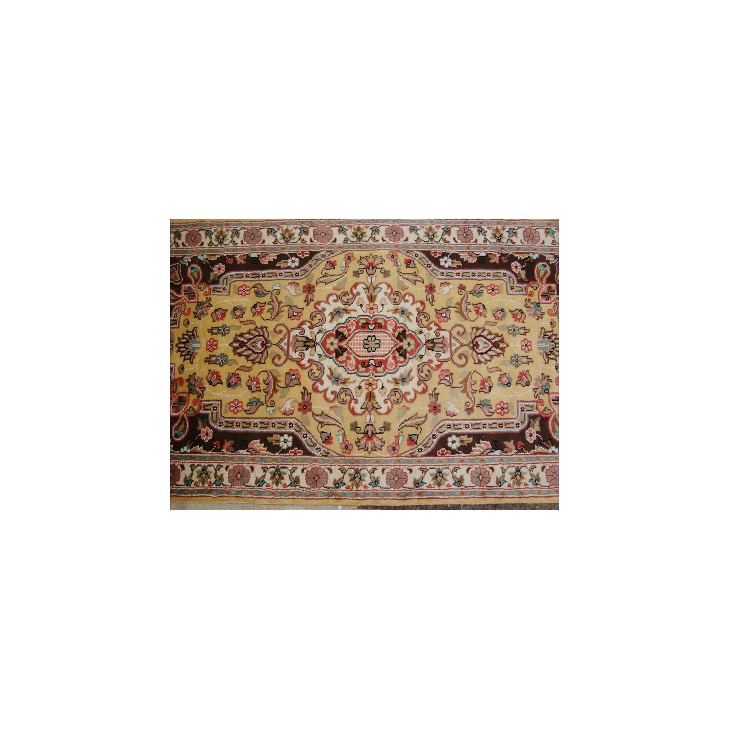 Ahmedani Exclusive Medallion Flowers Hand Knotted Wool Silk Carpet 5.7' x 3.1' Area Rug - Multi-Colour
