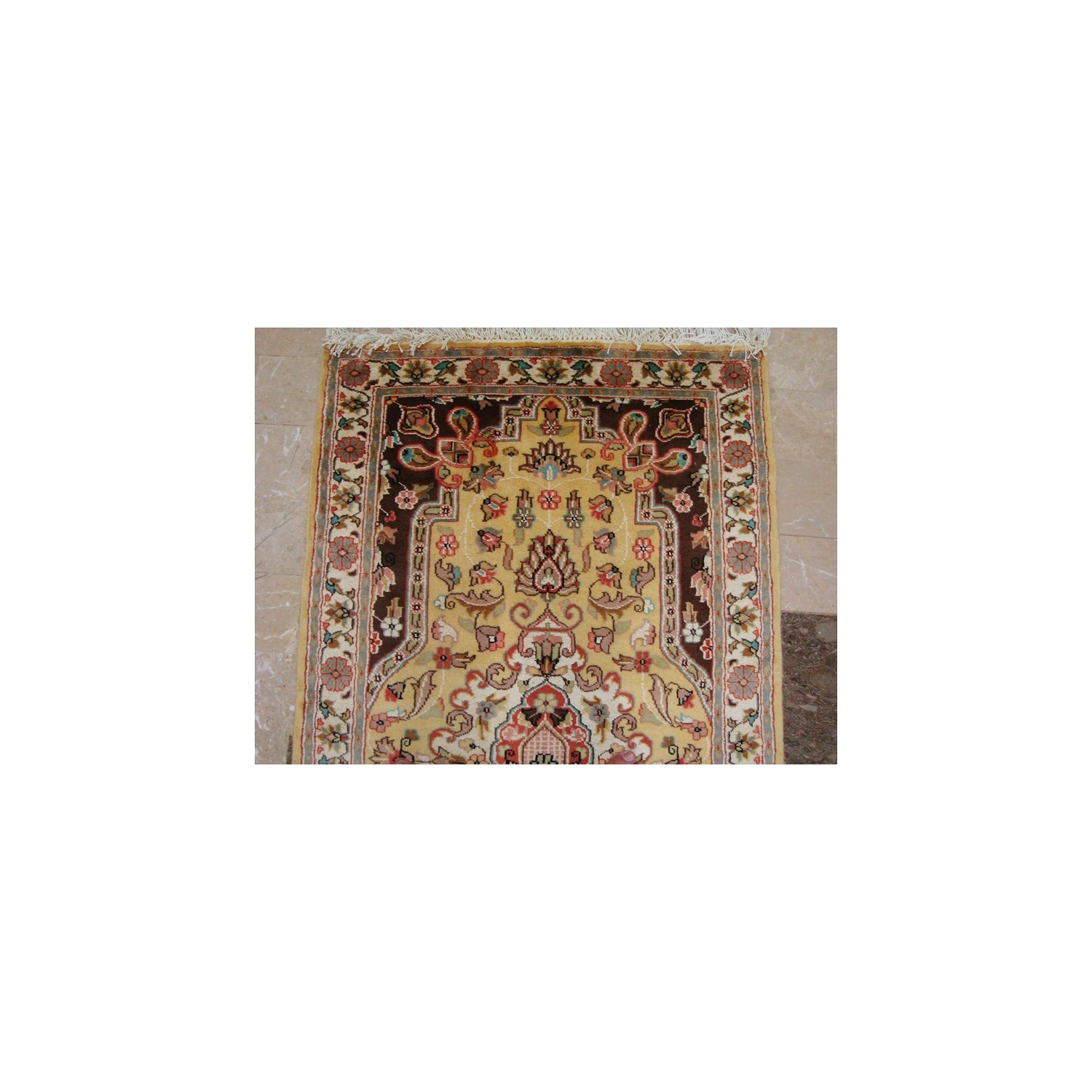 Ahmedani Exclusive Medallion Flowers Hand Knotted Wool Silk Carpet 5.7' x 3.1' Area Rug - Multi-Colour