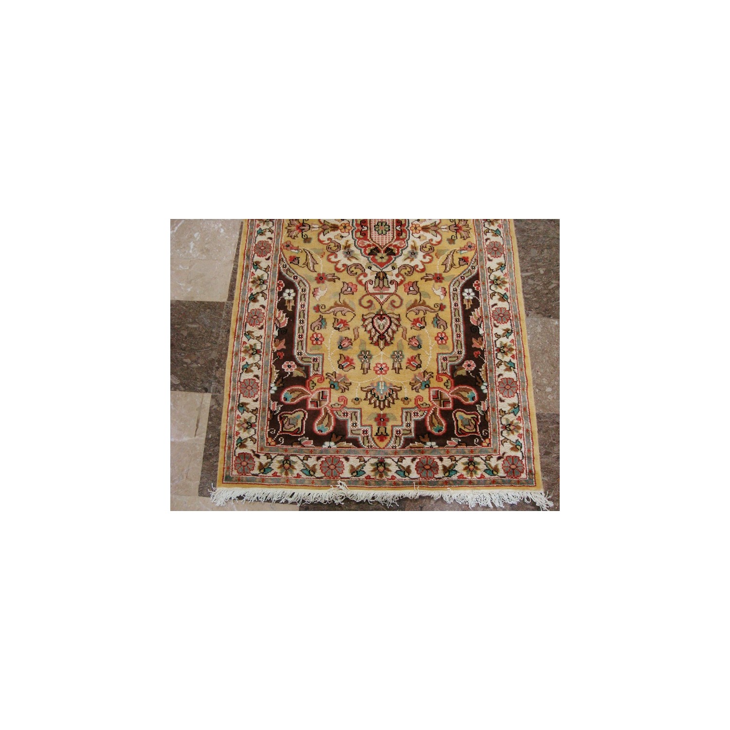 Ahmedani Exclusive Medallion Flowers Hand Knotted Wool Silk Carpet 5.7' x 3.1' Area Rug - Multi-Colour