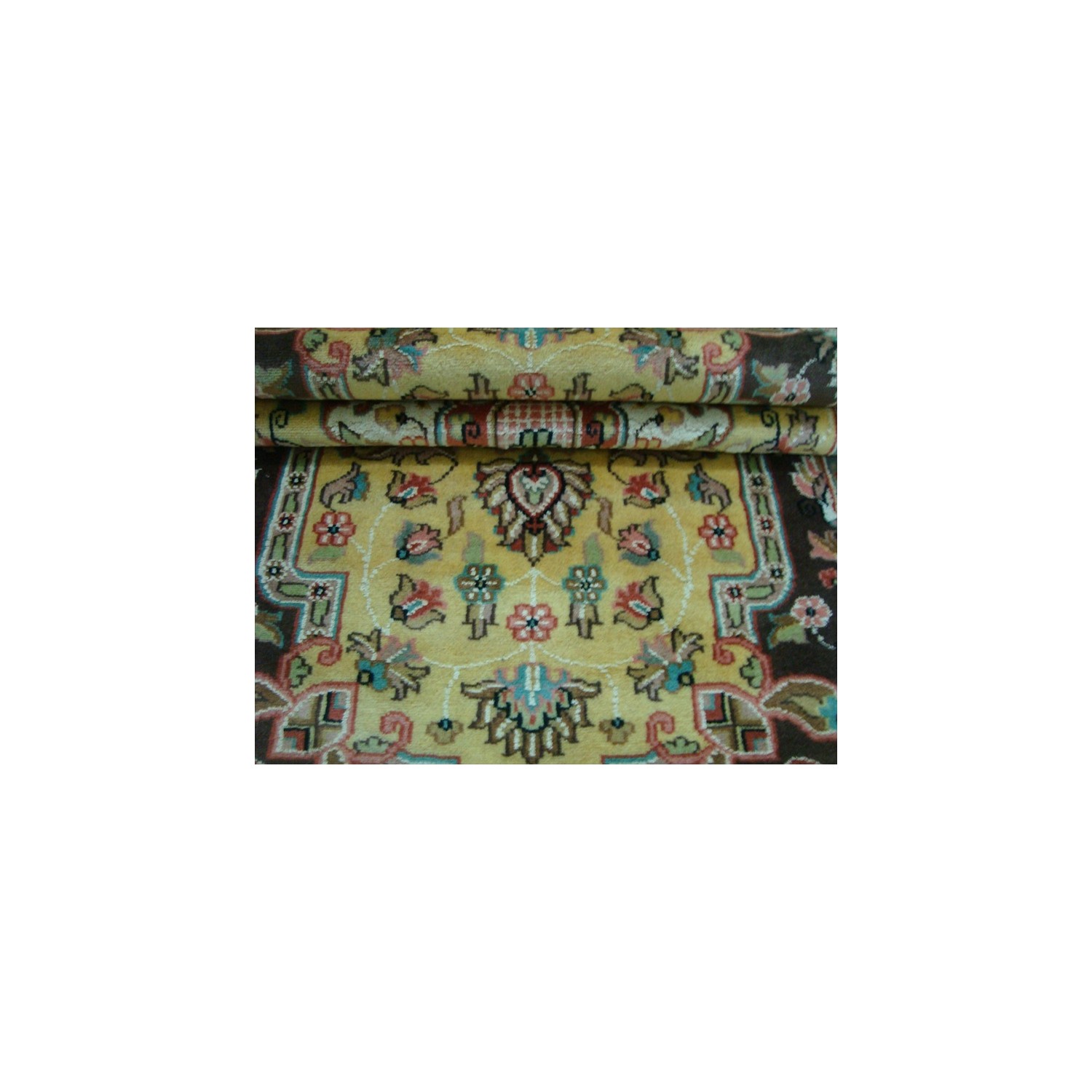 Ahmedani Exclusive Medallion Flowers Hand Knotted Wool Silk Carpet 5.7' x 3.1' Area Rug - Multi-Colour