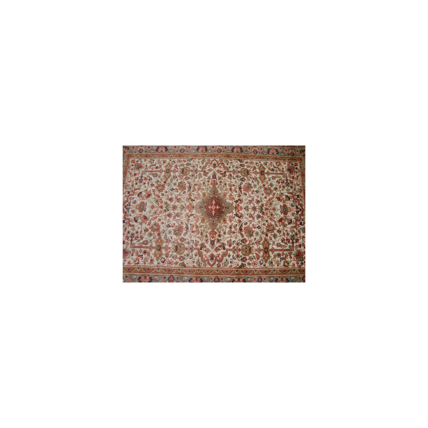 Mehrab Taj Ivory Medallion Exclusive Designed Rectangle Area Rug Wool Silk Hand Knotted Carpet'