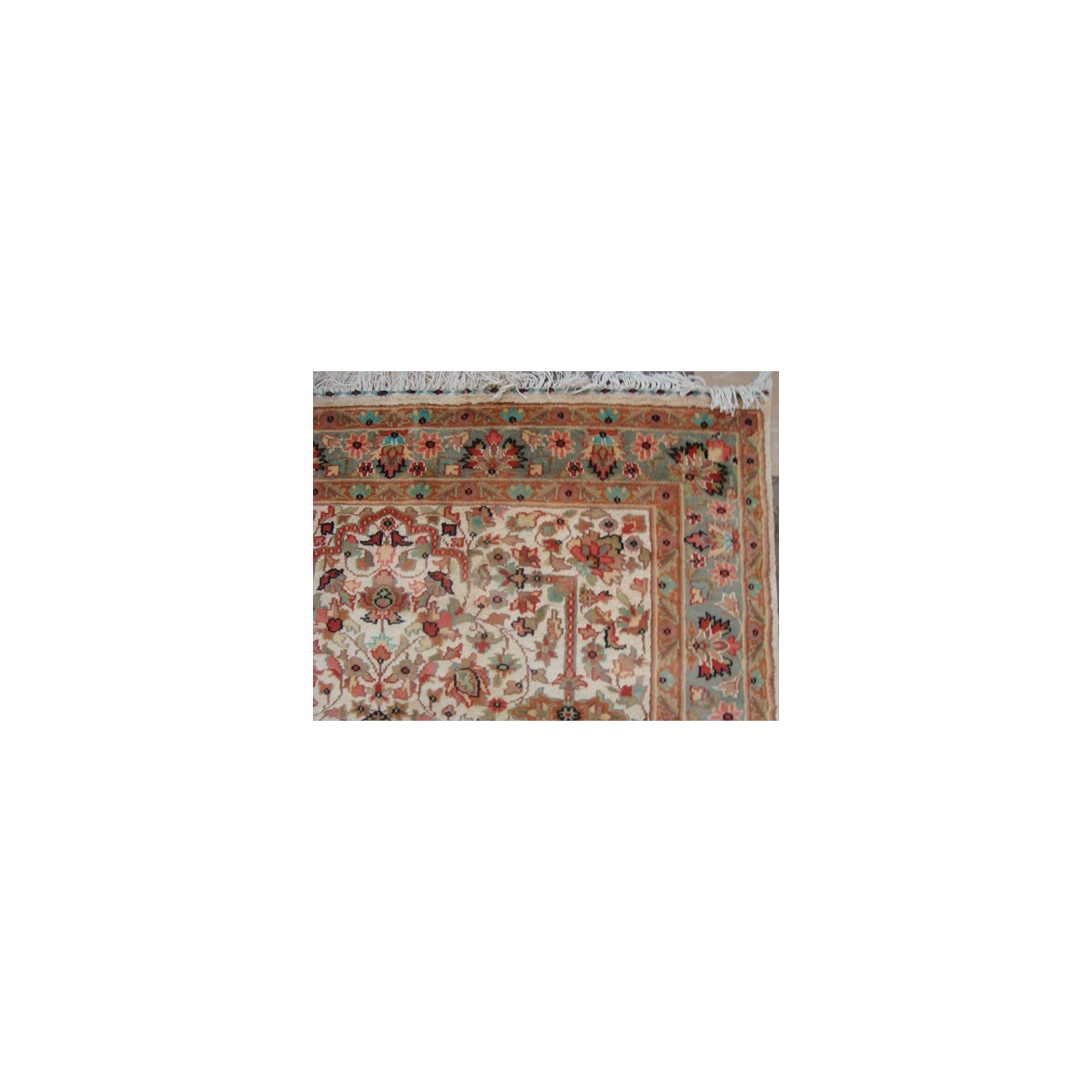 Mehrab Taj Ivory Medallion Exclusive Designed Rectangle Area Rug Wool Silk Hand Knotted Carpet'