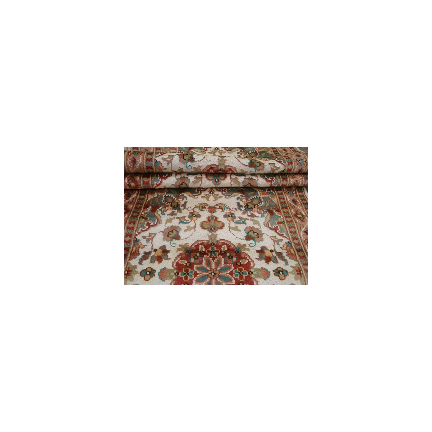 Ahmedani Gorgeous Ivory Floral Medallion Wool Silk Hand Knotted Soft Hall Way Rug 10.1' x 2.6' Hallway Runner - Multi-Colour