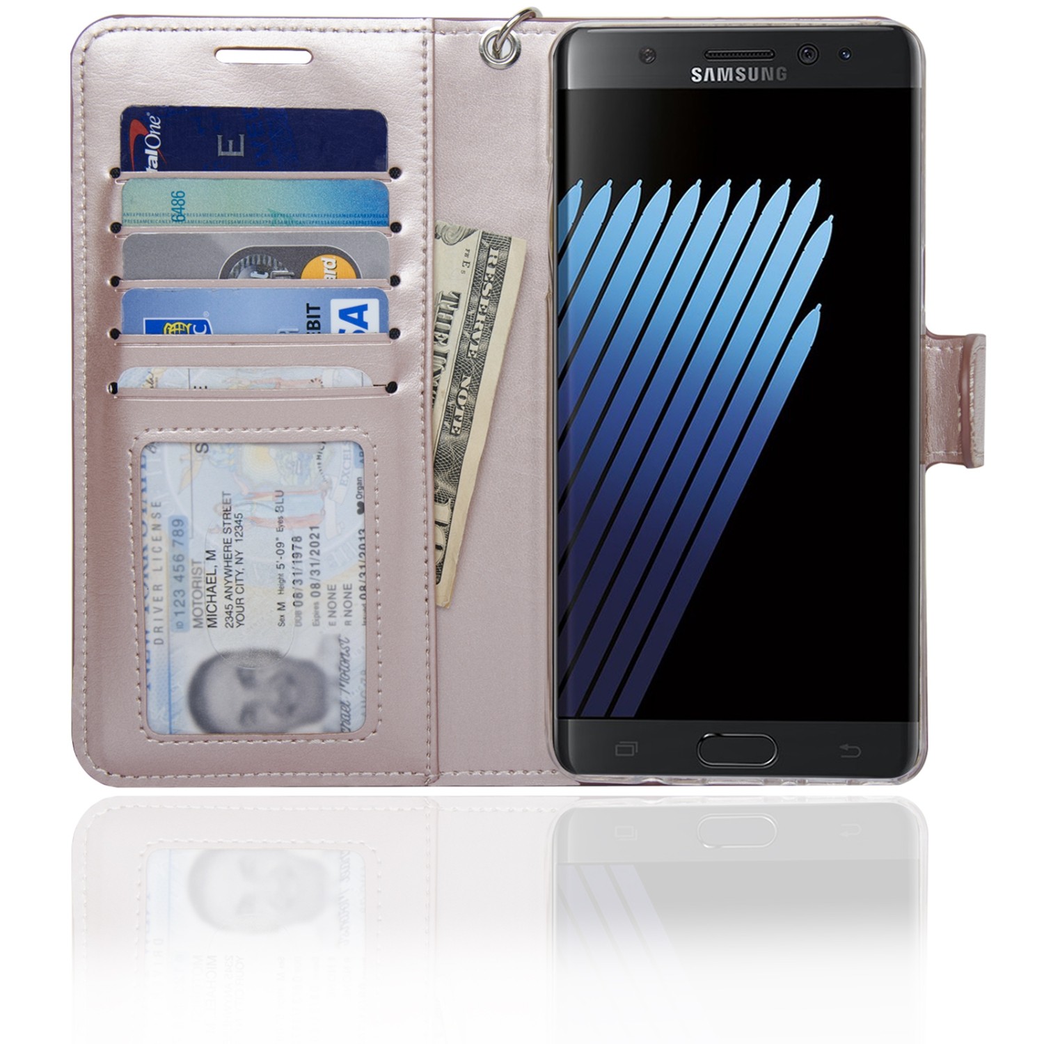 Navor Wallet Case for Samsung Galaxy Note - Rose Gold