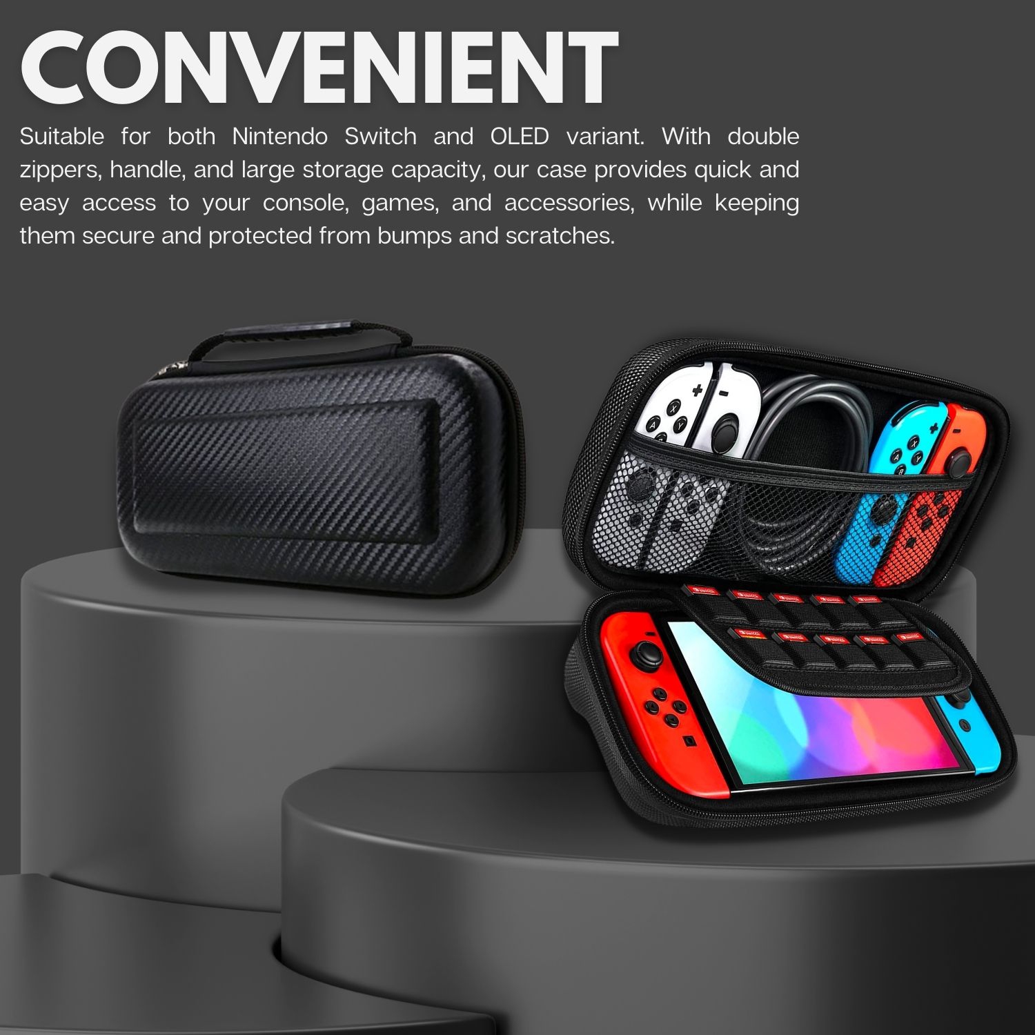 Navor Protective Travel Carrying Case Compatible with Nintendo Switch - Hard Shell Carry Storage Bag with Handle for OLED Console and Switch |