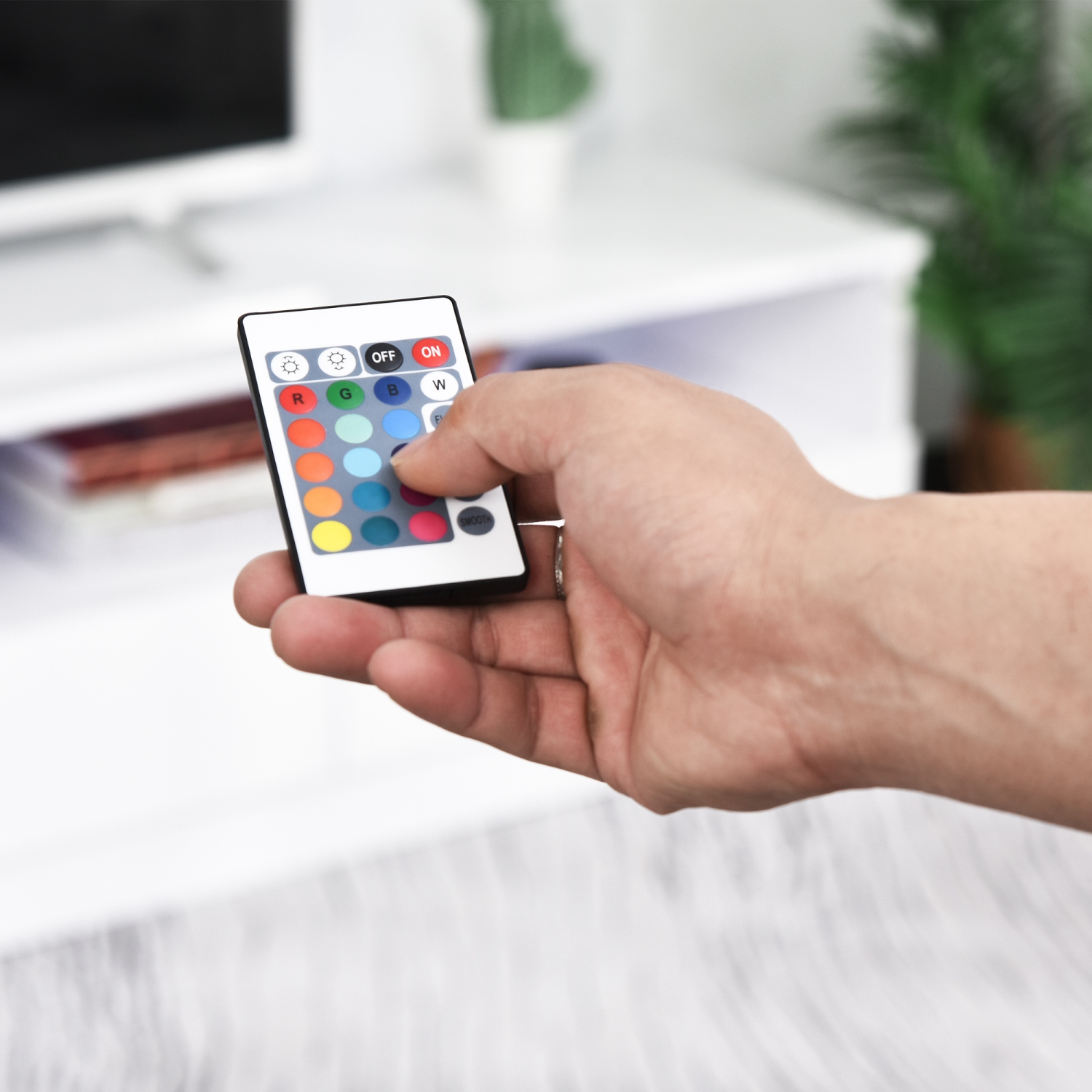 HOMCOM High Gloss LED TV Cabinet Stand for TVs up to 75", Home Entertainment Center Modern TV Storage Unit, White