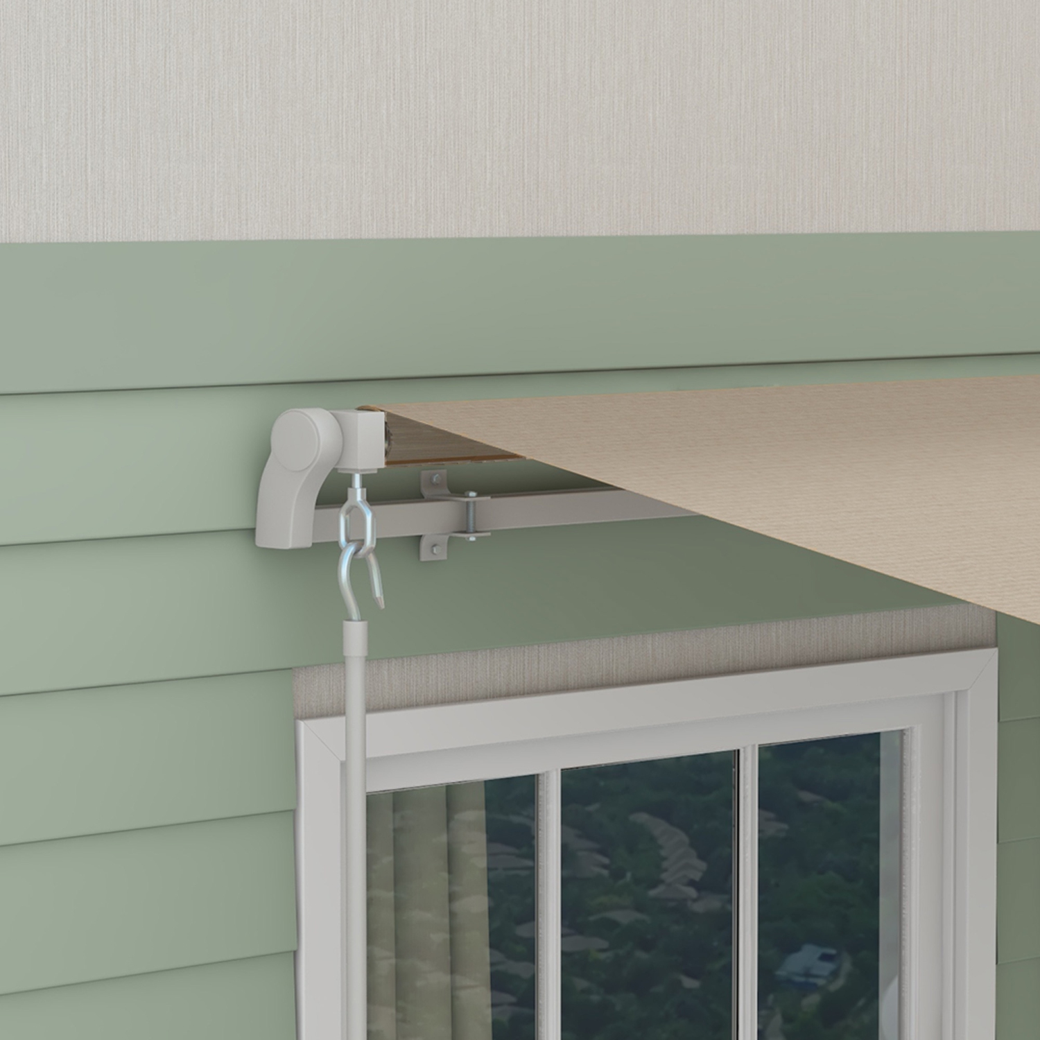 Outsunny 13' x 8' Manual Retractable Patio Awning Sun Shade Outdoor Deck Window Door Canopy Shelter Aluminum Frame Khaki