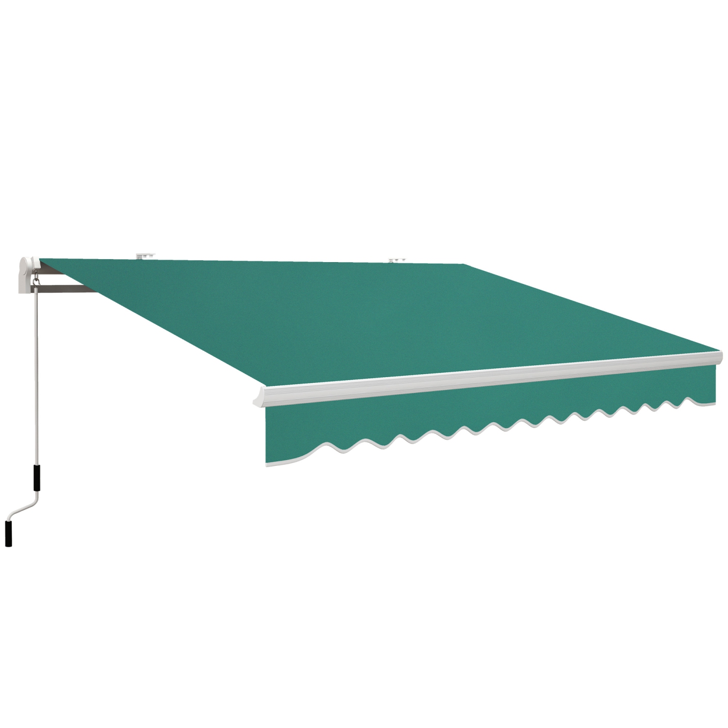 Auvent de terrasse rétractable manuel de 13 x 8 pi, pare-soleil d'extérieur, abri de porte de fenêtre en aluminium, cadre en aluminium, vert foncé