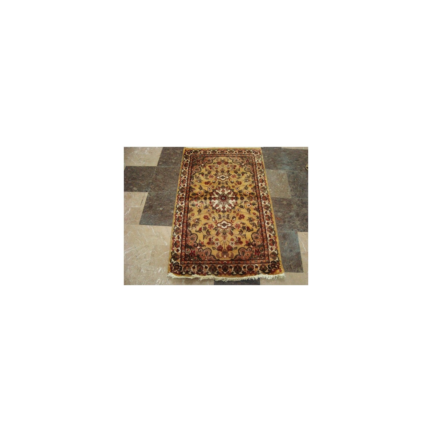Cream Ivory Touch Gorgeous Designed Rectangle Area Rugs Wool Silk Hand Knotted Carpet 4 x 2.6