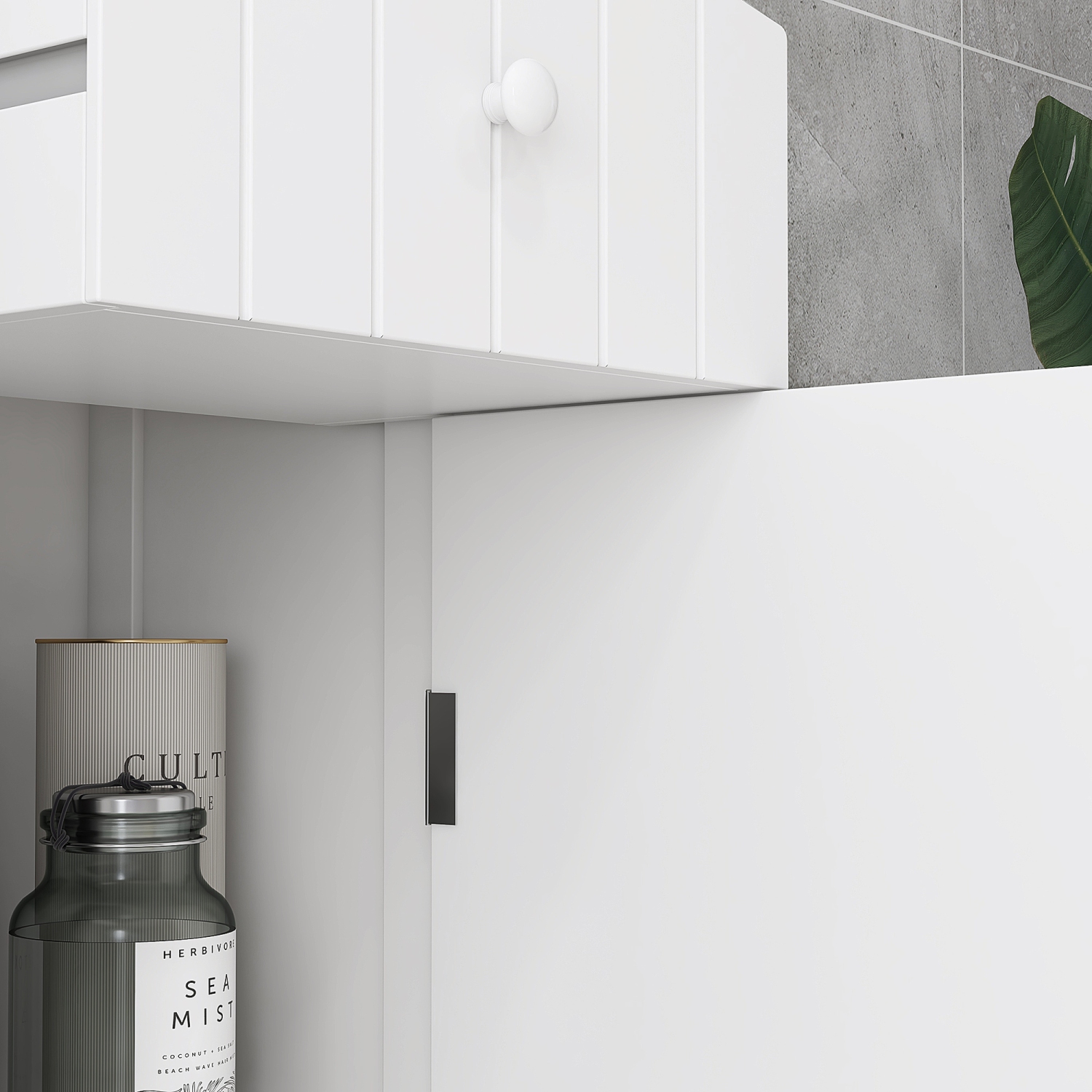 HOMCOM Bathroom Storage Cabinet, Tall Linen Tower with 3-Tier Shelves and Drawer and Door, White