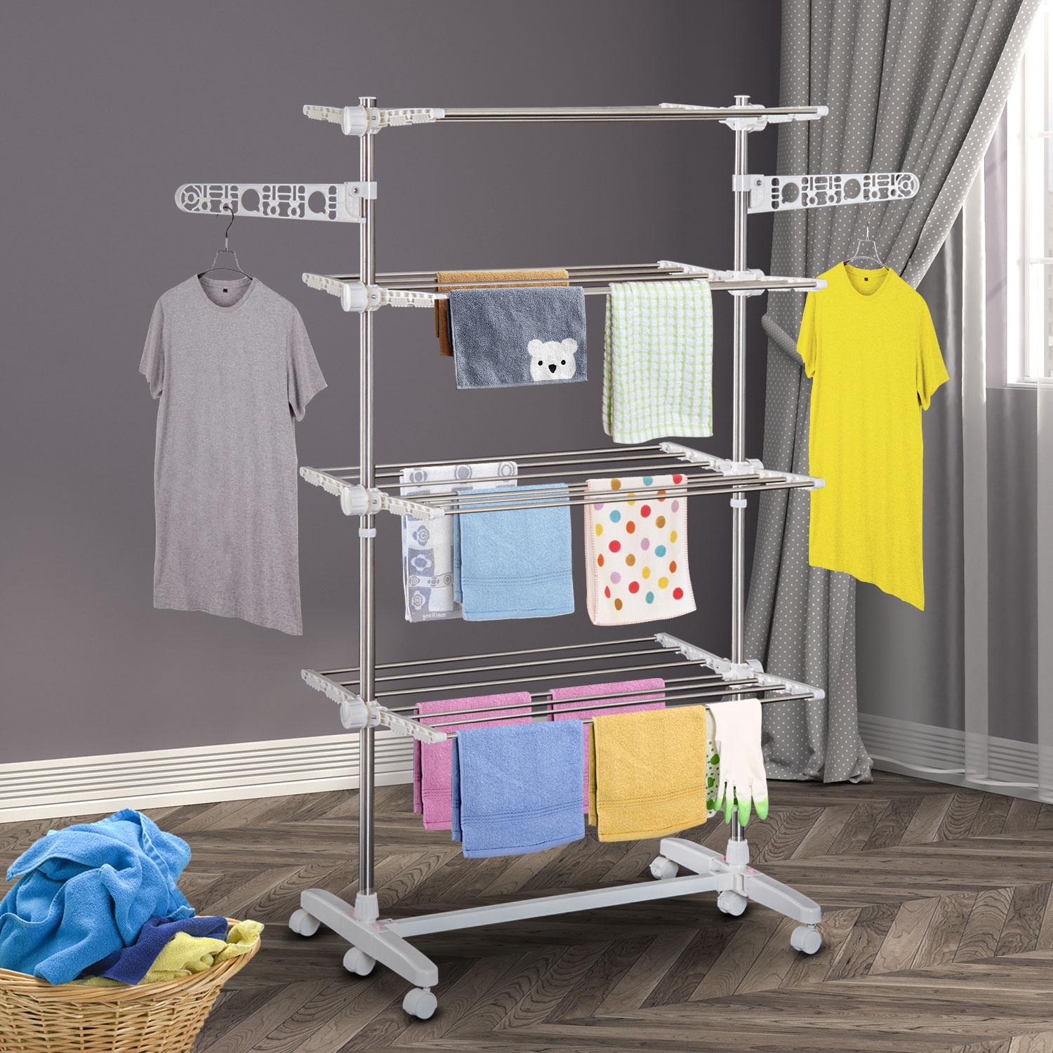 HOMCOM Clothes Drying Rack White/Silver