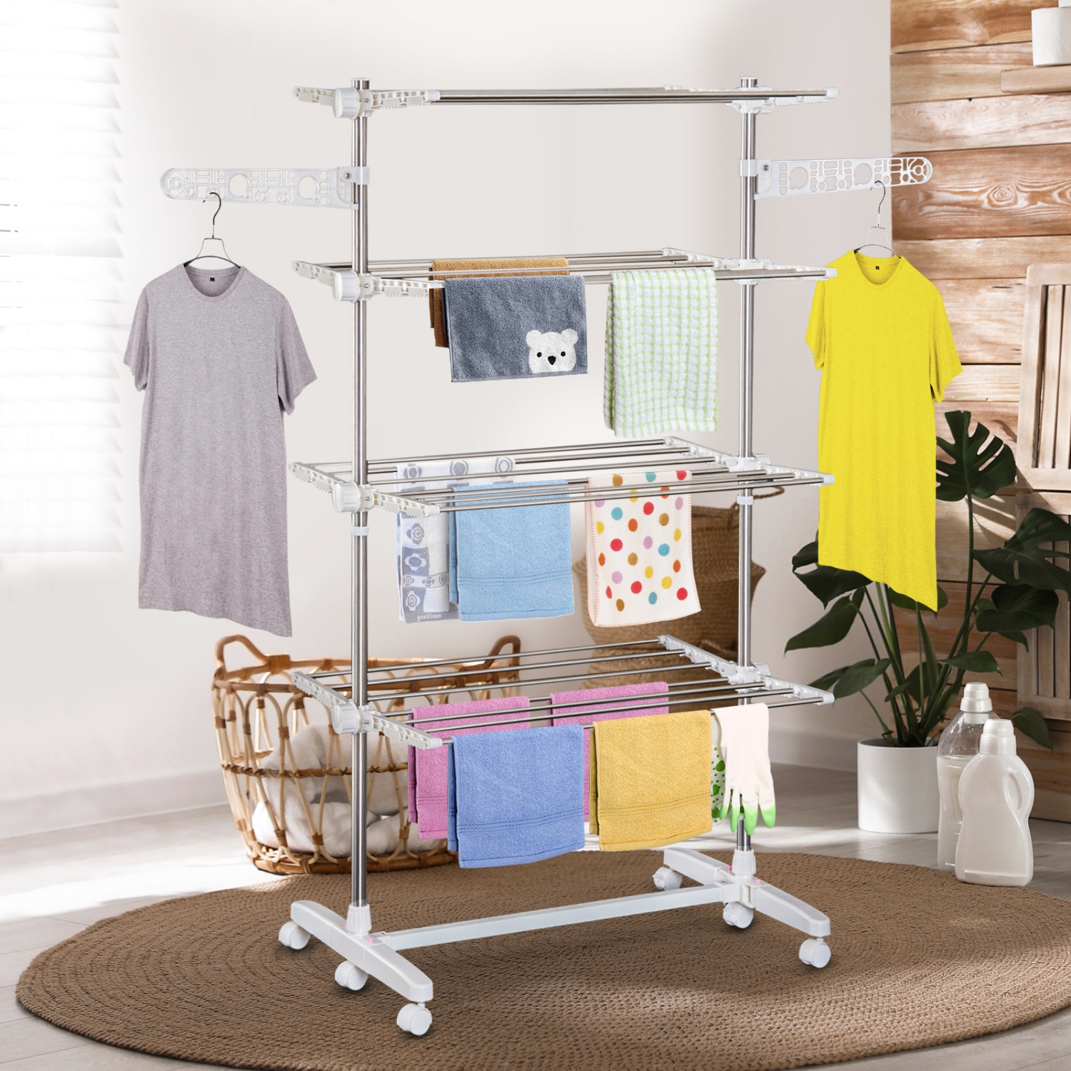 HOMCOM Clothes Drying Rack White/Silver