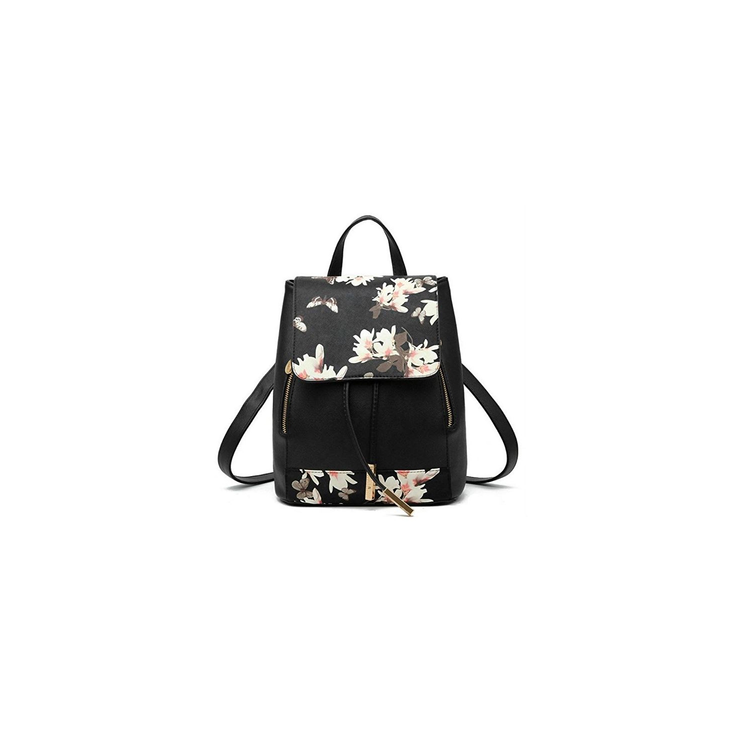 Women Convertible Business/Travel Leather Backpack/Handbag-BlackF2