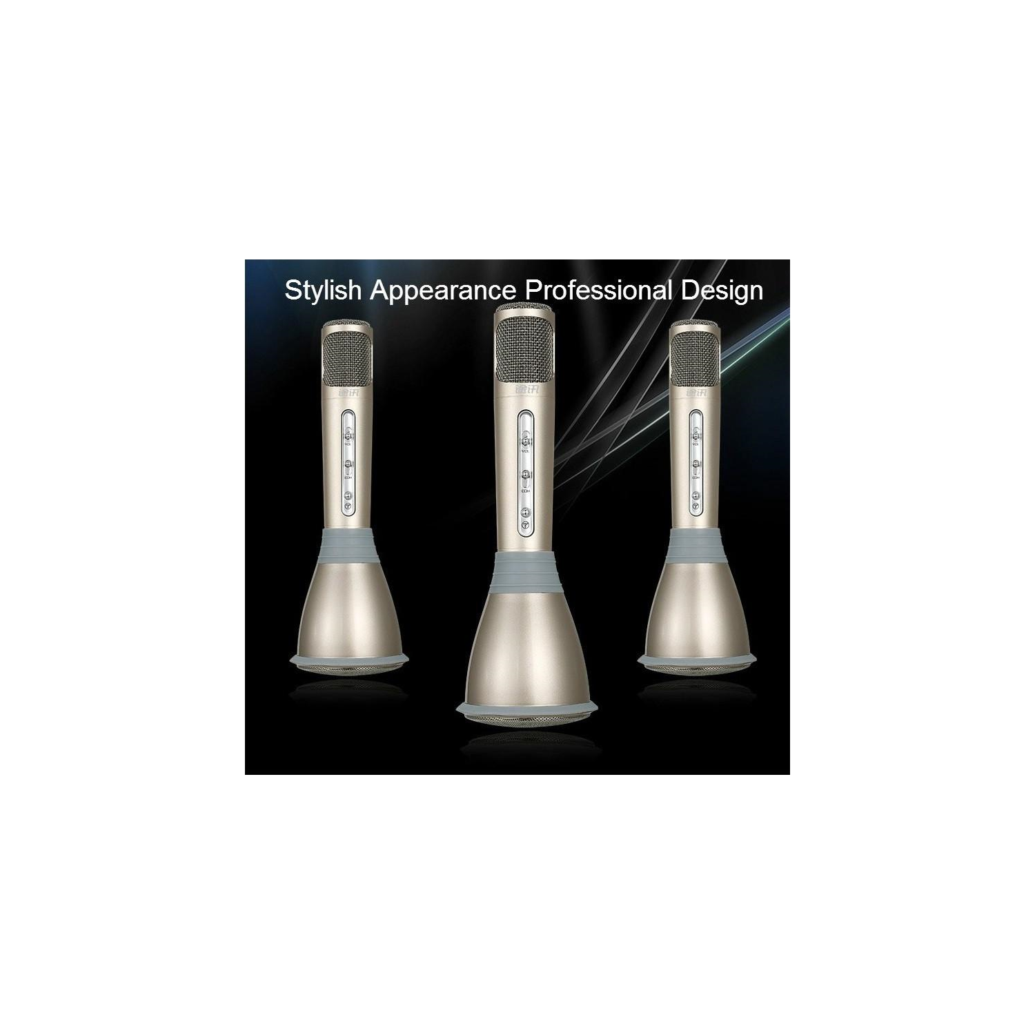 100% Genuine Tuxun K068 Portable Karaoke Wireless Bluetooth Microphone Speaker - Gold