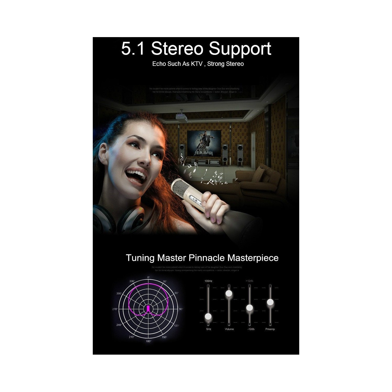 100% Genuine Tuxun K068 Portable Karaoke Wireless Bluetooth Microphone Speaker - Rose