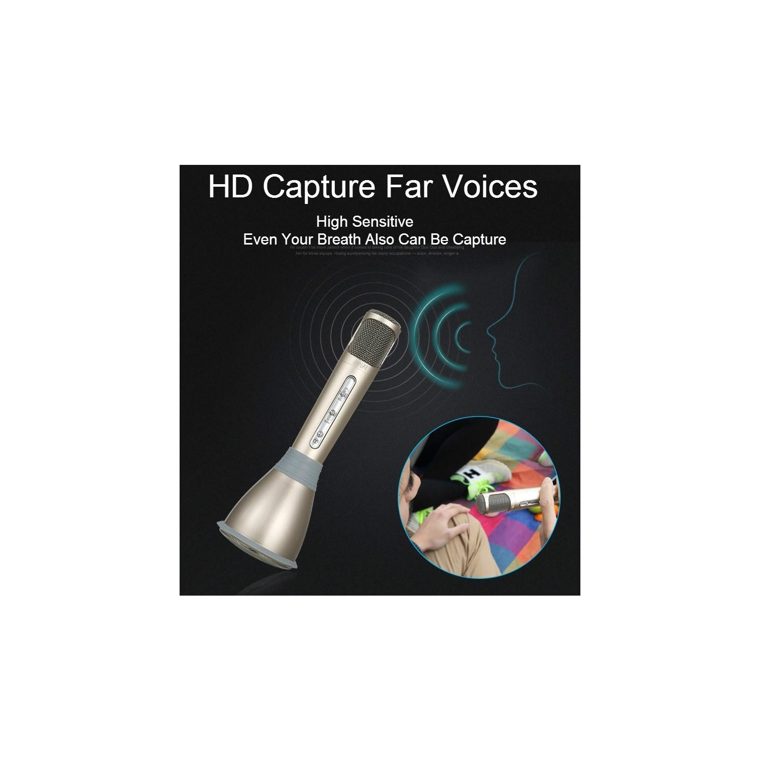 100% Genuine Tuxun K068 Portable Karaoke Wireless Bluetooth Microphone Speaker - Rose