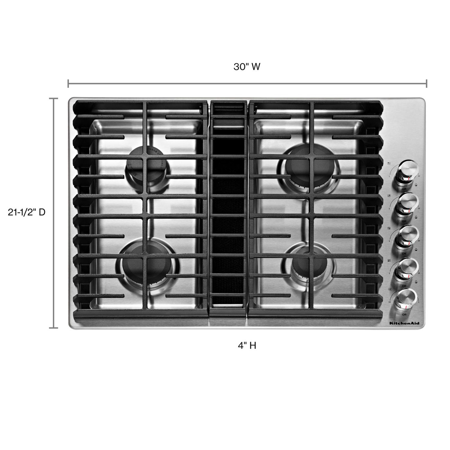 KitchenAid 30" 4-Burner Gas Cooktop - Stainless Steel