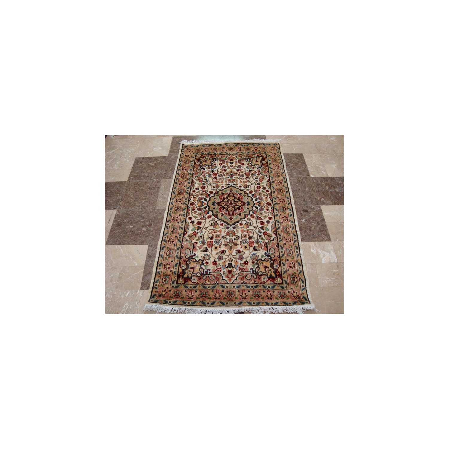 Excellent Love Ivory Medallion Flowers Area Rugs Wool Silk Hand Knotted Carpet'