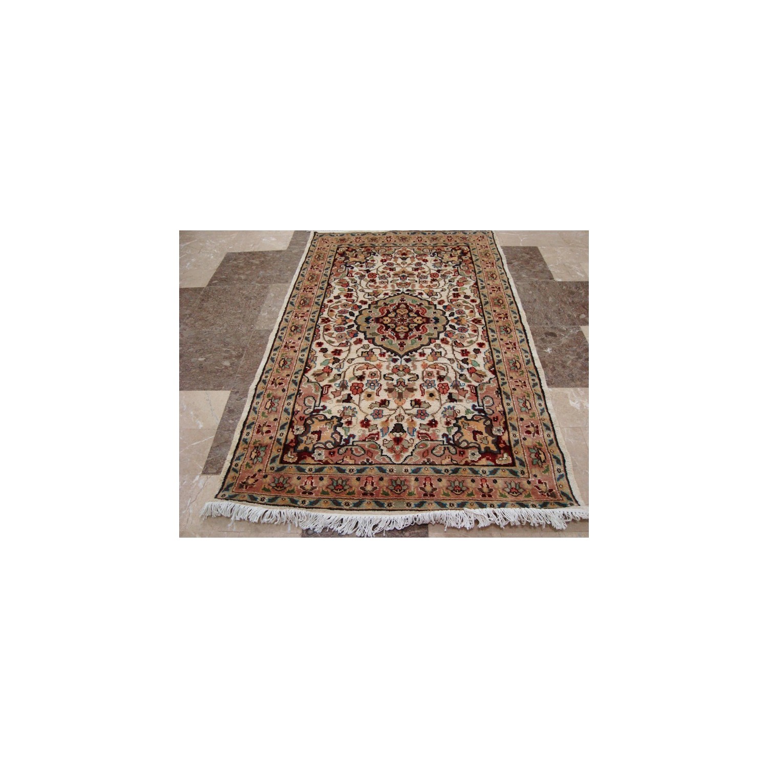 Excellent Love Ivory Medallion Flowers Area Rugs Wool Silk Hand Knotted Carpet'